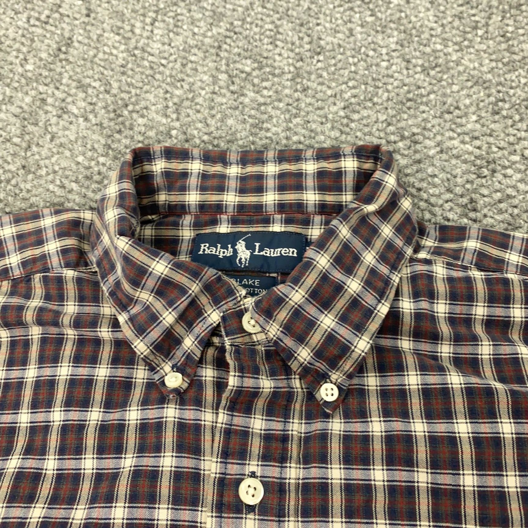 Ralph Lauren VINTAGE Ralph Lauren Shirt Men XL Blue Red Plaid Blake Cotton Classic Fit 90s Button-Down Collar Polo Player Embroidered Logo Size US XL / EU 56 / 4 - 3 Thumbnail