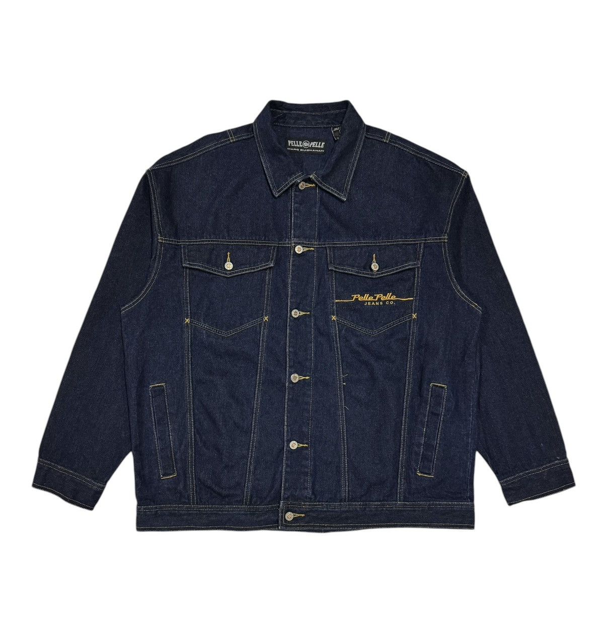Marc Buchanan × Pelle Pelle × Vintage Vtg🔥90’s Marc Buchanan Pelle Pelle Jeans Trucker Jacket Size US L / EU 52-54 / 3 - 1 Thumbnail