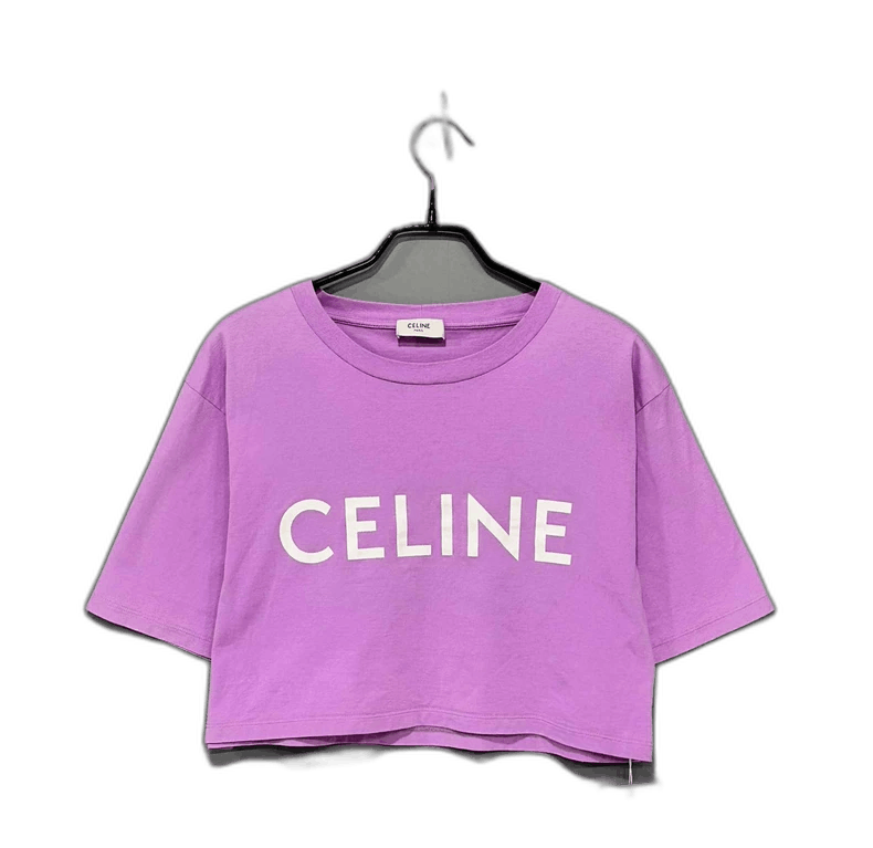 Celine Logo Short Sleeve Crop Top