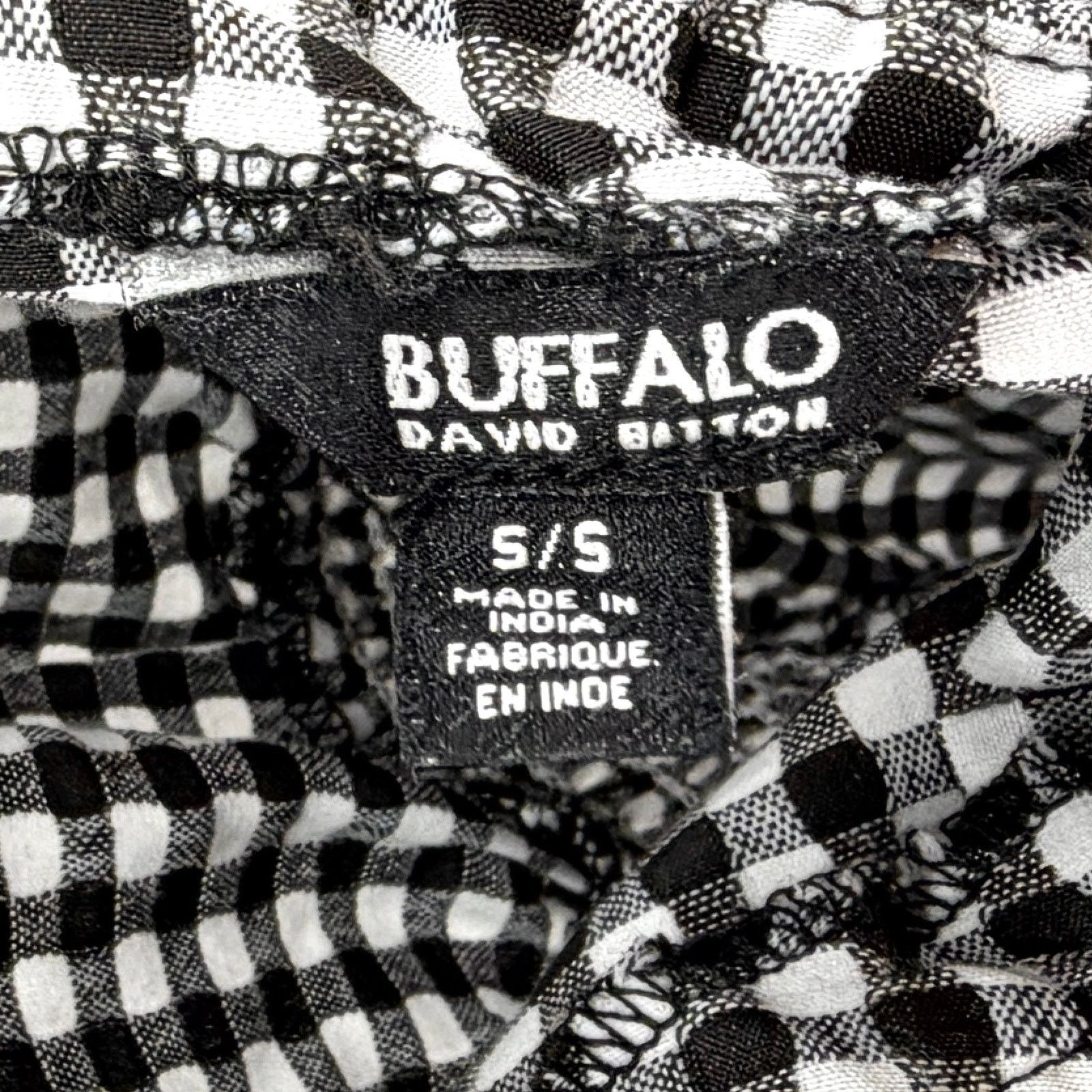 Buffalo David Bitton Black White Gingham Smocked Off-Shoulder Top Size S / US 4 / IT 40 - 6 Thumbnail