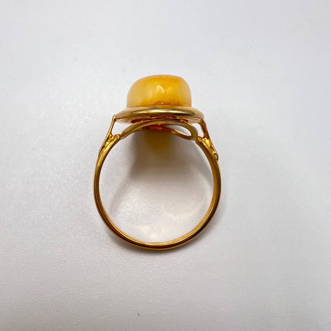Vintage Ring Gilt Silver 800 Baltic Amber Marked S 8.5