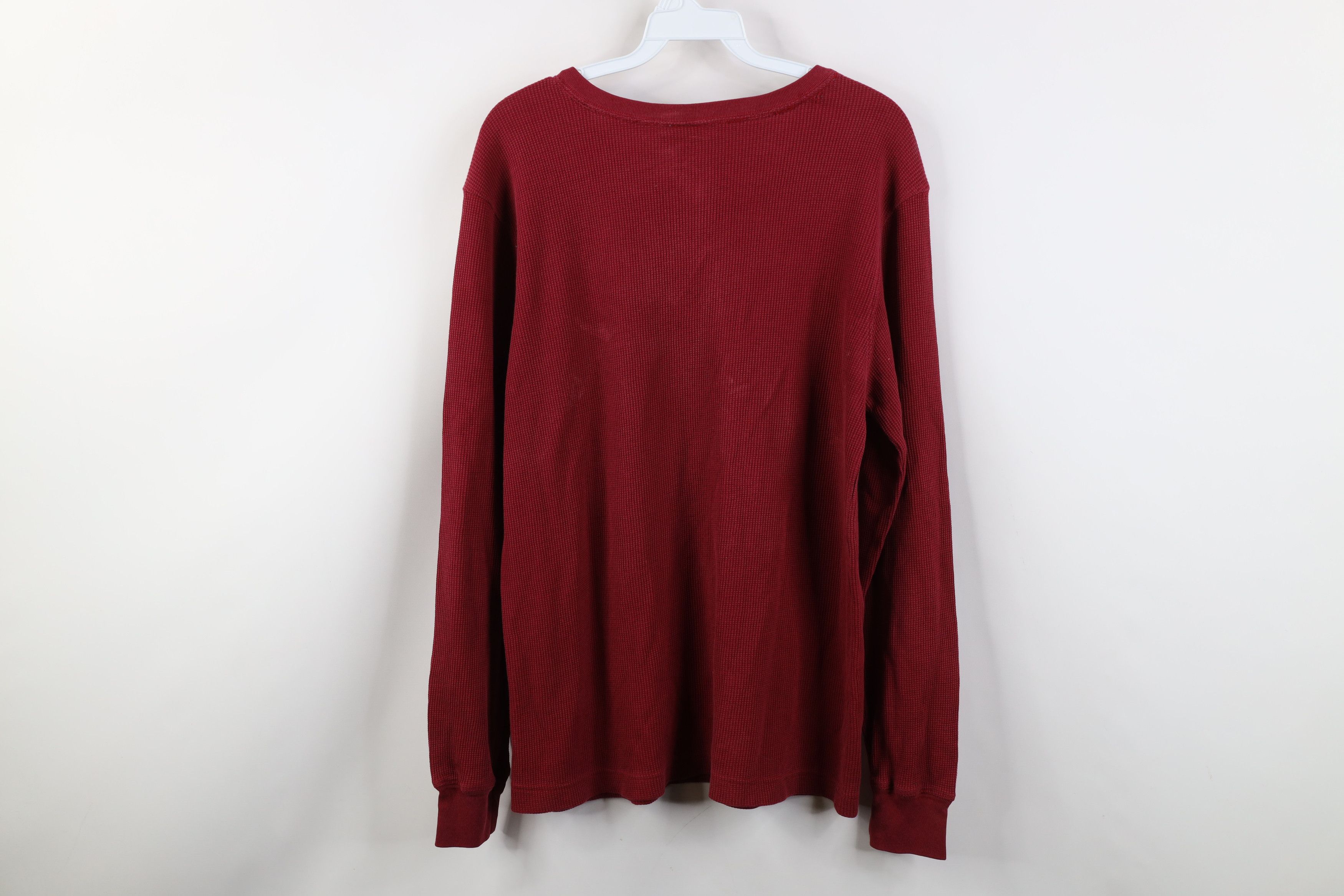 Vintage Vintage 90s Streetwear Waffle Knit Henley T-Shirt Red Size US M / EU 48-50 / 2 - 13 Thumbnail