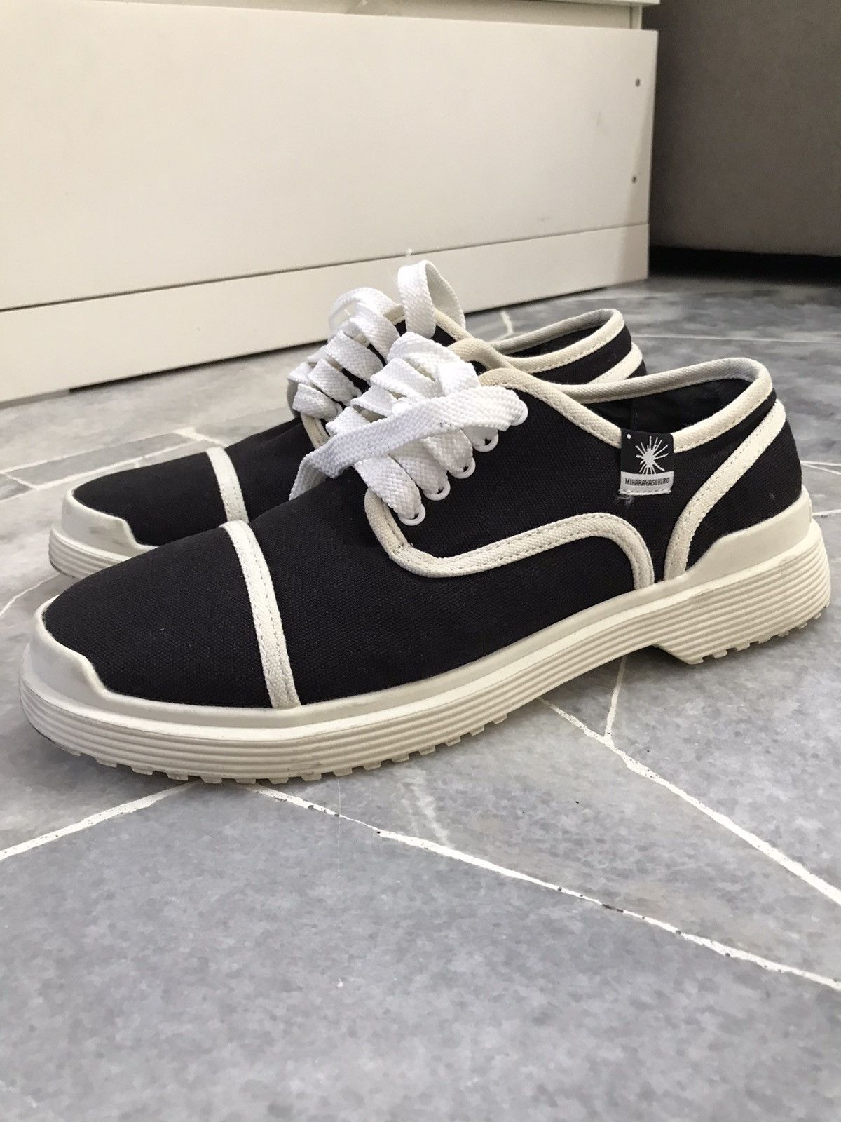 Maison MIHARA YASUHIRO Miharayasuhiro Black Blackey Canvas Sneakers Boots Size US 8 / EU 41 - 1 Thumbnail