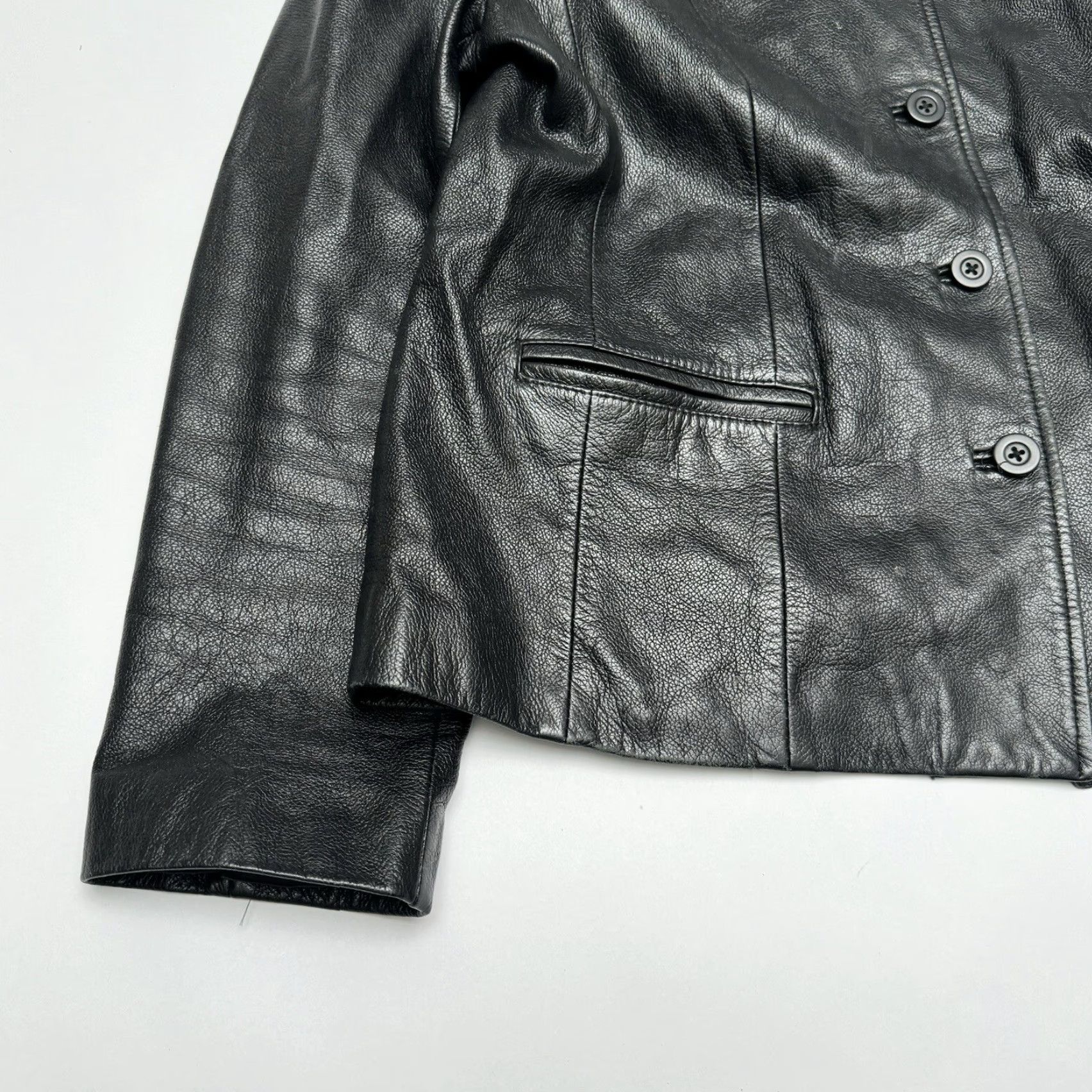 Victoria's Secret VINTAGE Y2K VS2 Victoria's Secret Leather Jacket Women Large Black Collared Button Long Sleeve Jacket Size L / US 10 / IT 46 - 3 Thumbnail