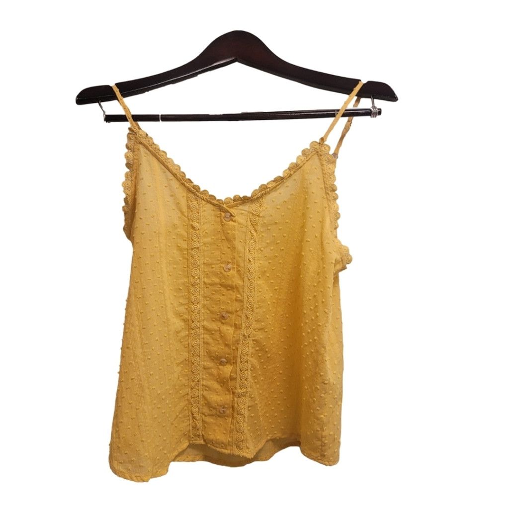 Other NWT Mine Yellow Crochet Dot Print Sleeveless Cami Blouse Size S / US 4 / IT 40 - 2 Thumbnail