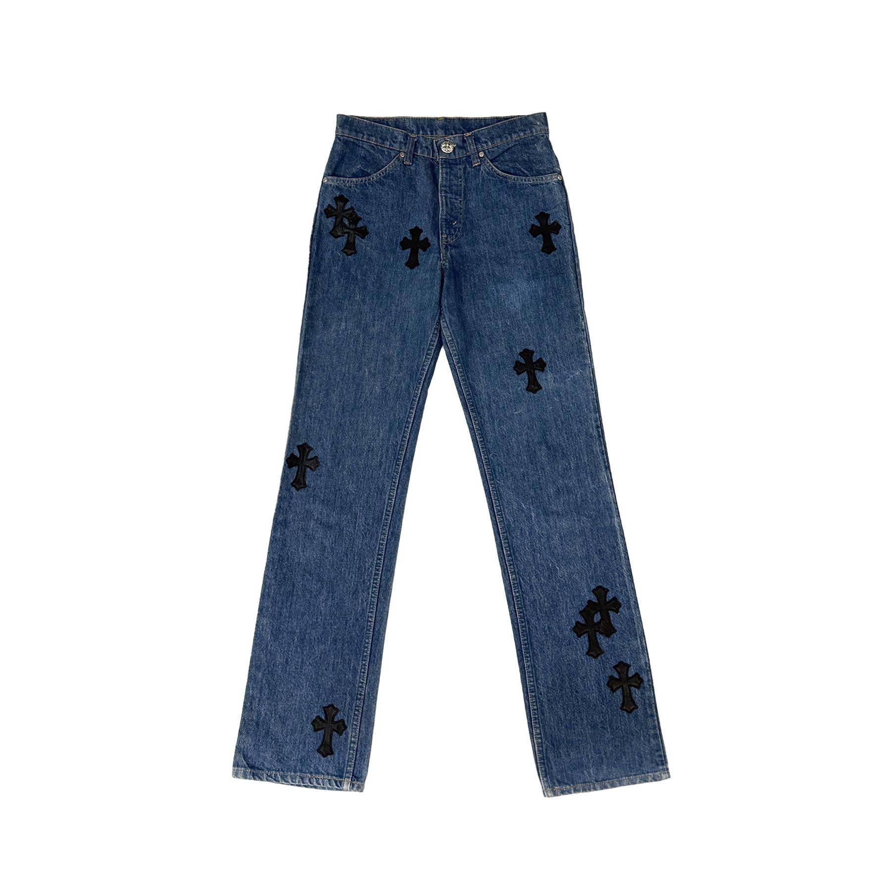 Chrome Hearts Chrome Hearts Levi's 517 Blue Cross Leather Patch Jeans Size 29" - 1 Thumbnail