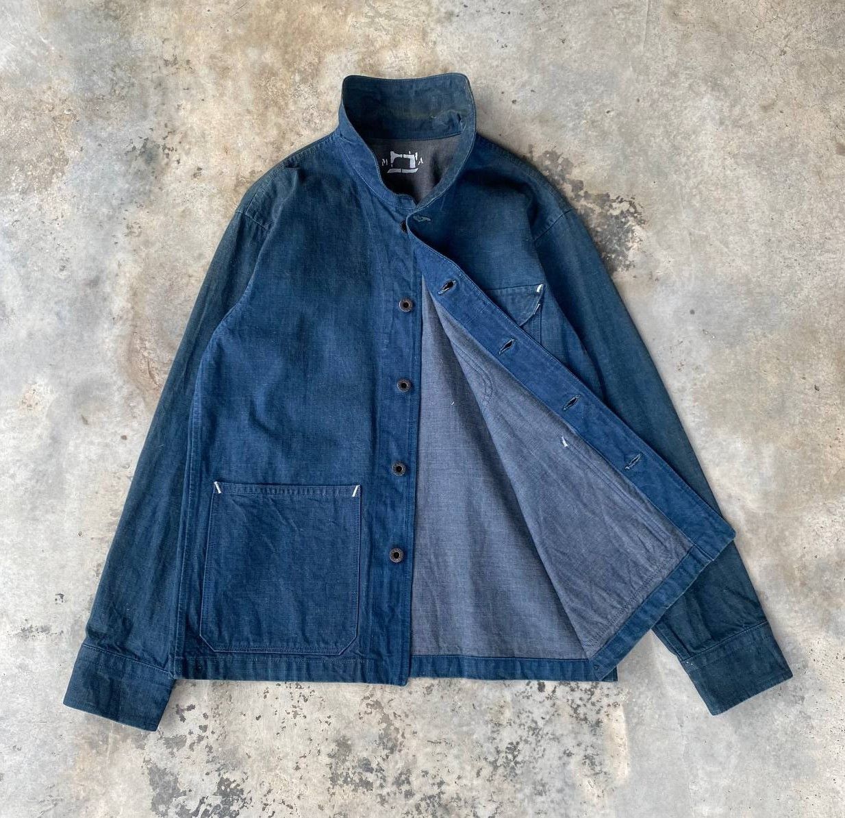 Vintage Vintage 40s-60s Shawl Collar French Blue Chore Denim Jacket Size US L / EU 52-54 / 3 - 8 Thumbnail