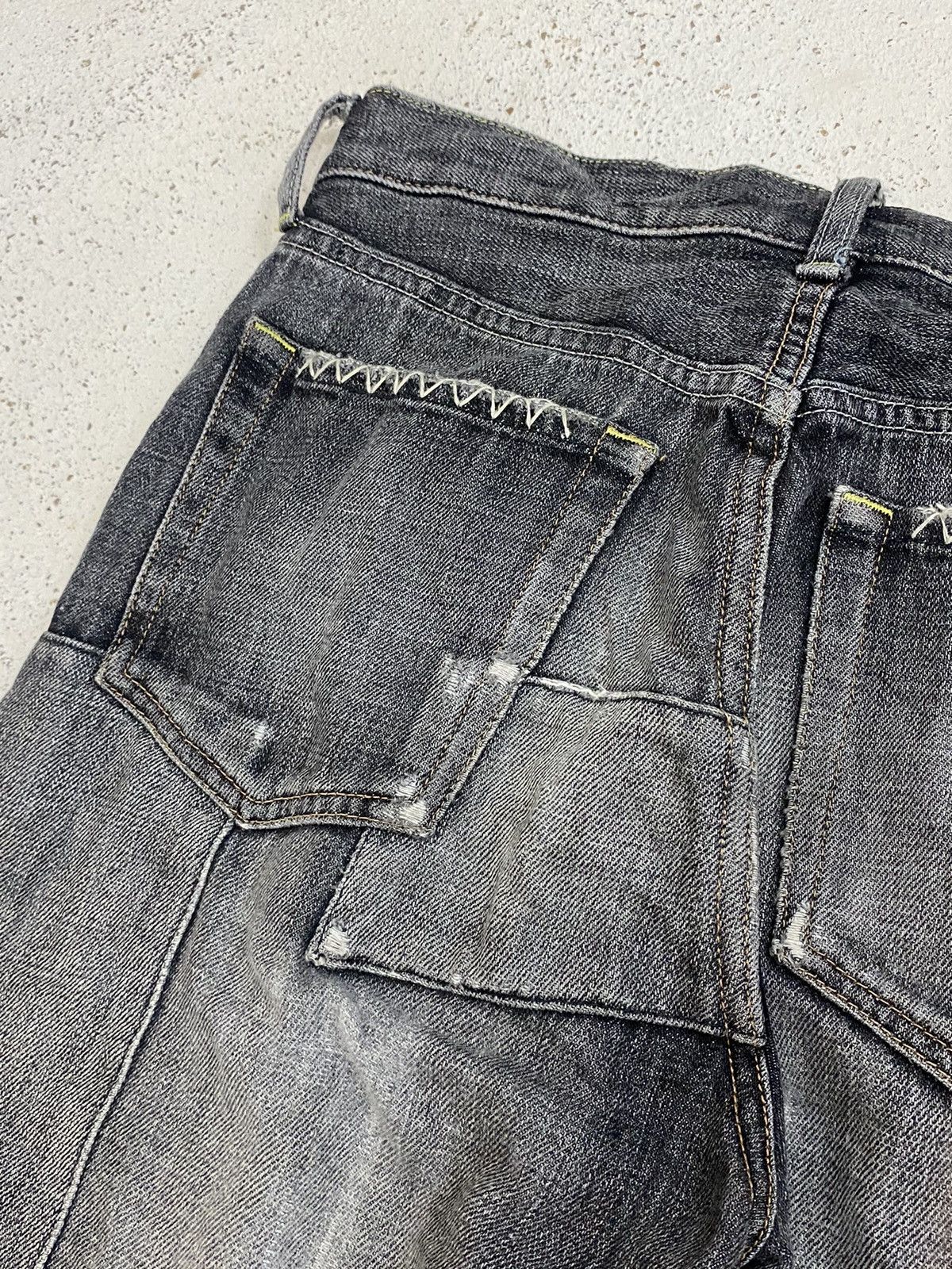 If Six Was Nine × Japanese Brand × Le Grande Bleu (L.G.B.) Uniqlo Edition Custom Patchwork Black Stone Washed Distress Size US 28 / EU 44 - 15 Thumbnail
