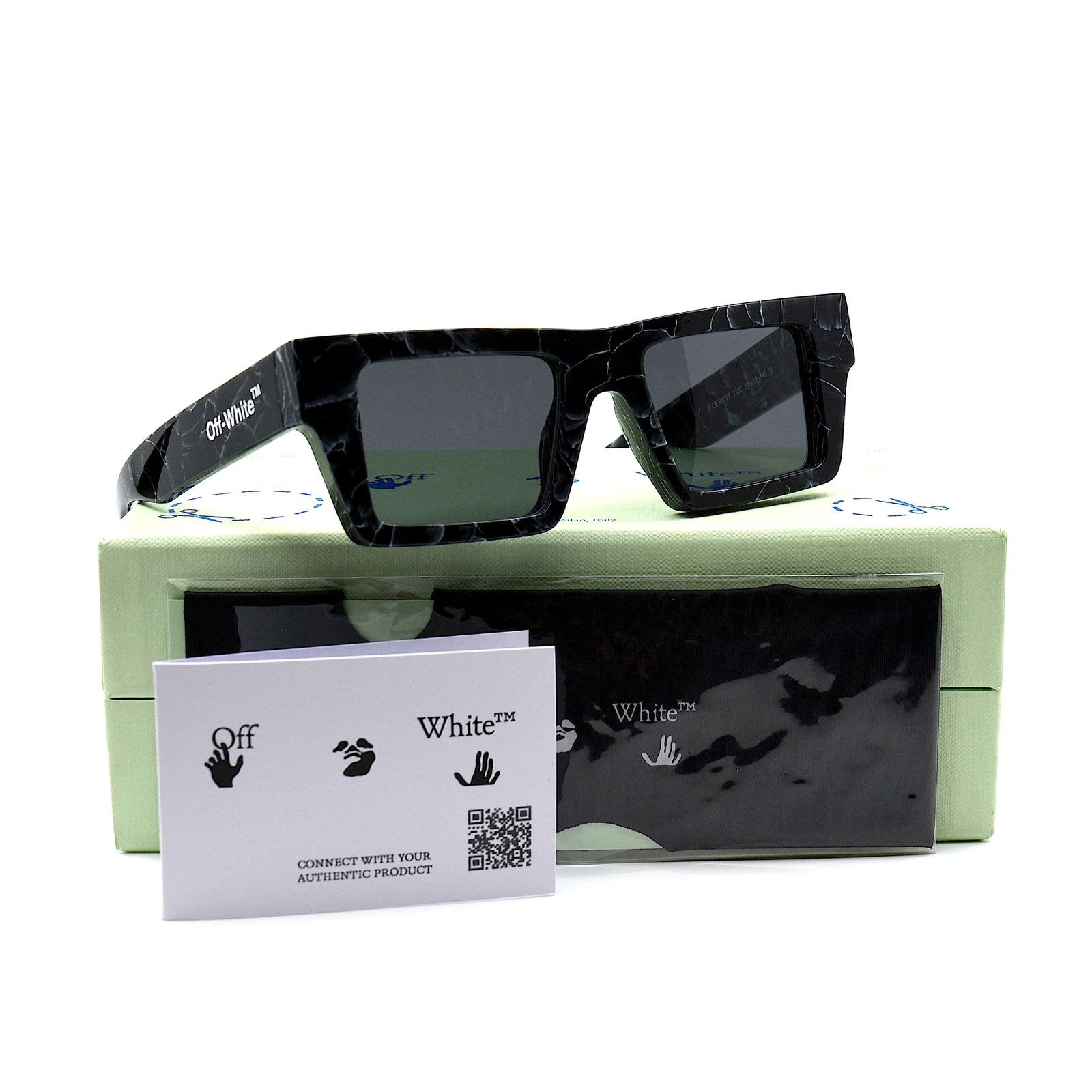 Off-White NEW! OFF-WHITE OER1017 1107 BLACK MARBLE GREY SUNGLASSES Size ONE SIZE - 11 Thumbnail