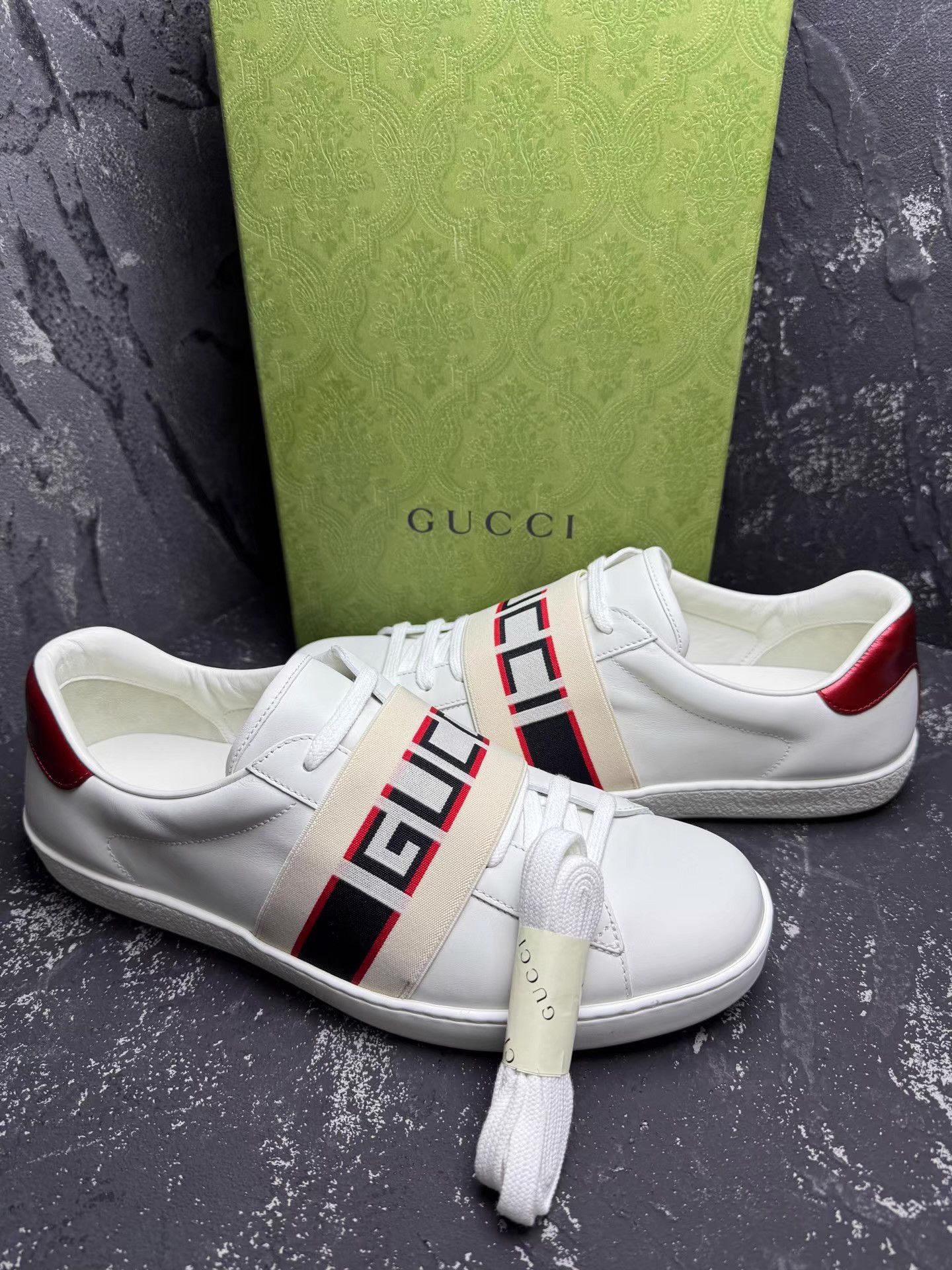Gucci GUCCI ACE Lace-Up White Sneakers Q10 Size US 9.5 / EU 42-43 - 2 Thumbnail