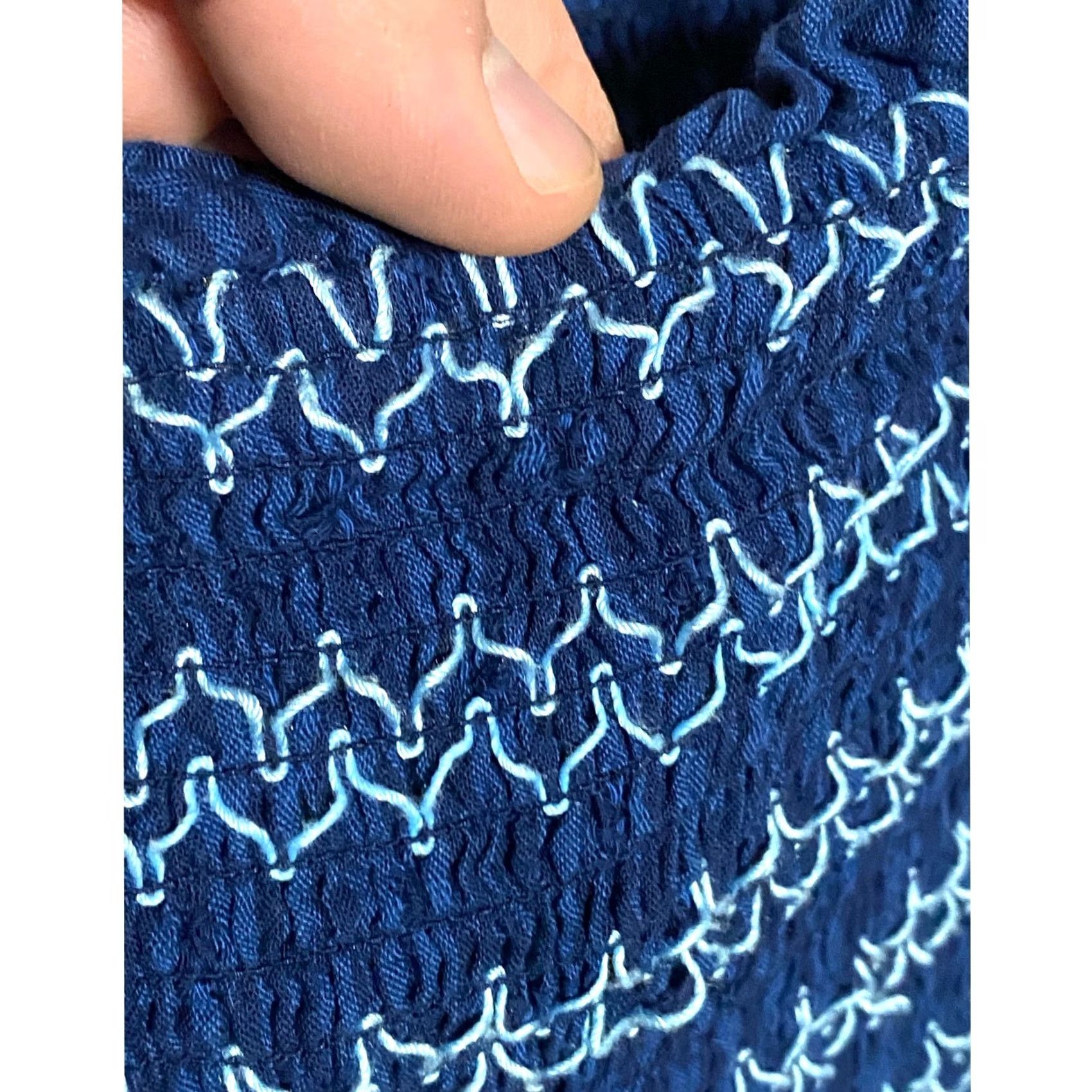 Vintage Draper James Dress Plus 3X Blue Puff Sleeve Smocked Milkmaid Prairie Cottagecore Midi A-Line Women's Casual Wedding Workwear Square Neck Size XXL / US 16-18 / IT 52-54 - 4 Thumbnail