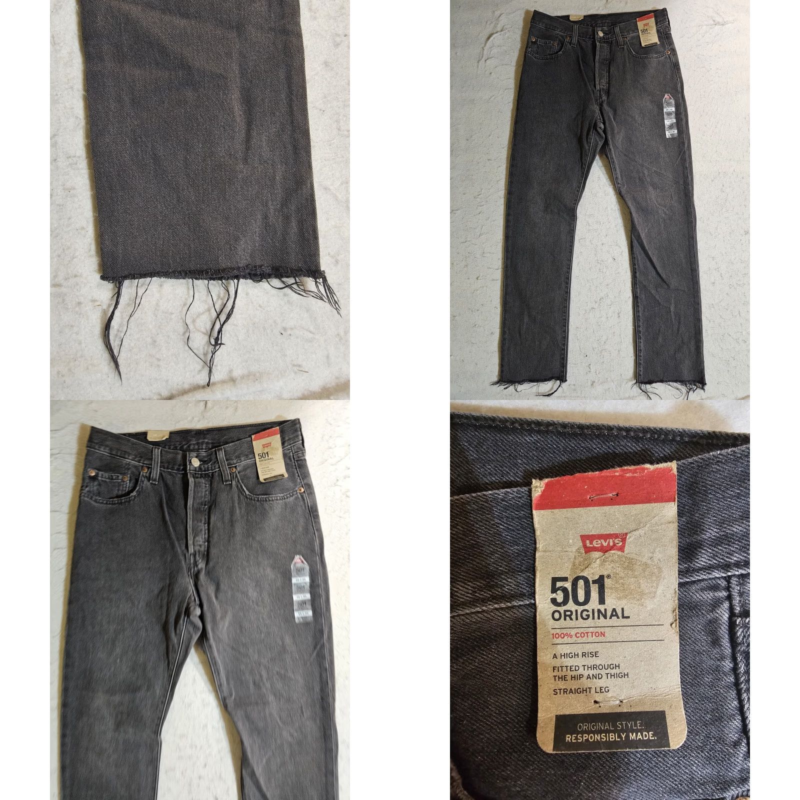 Levi's NWTs Levi's 501 Original Button Fly Jeans Black High Rise Fitted Through Hip & Thigh Womens 29x30 Slim Denim Cotton Dark Size 29" - 8 Thumbnail