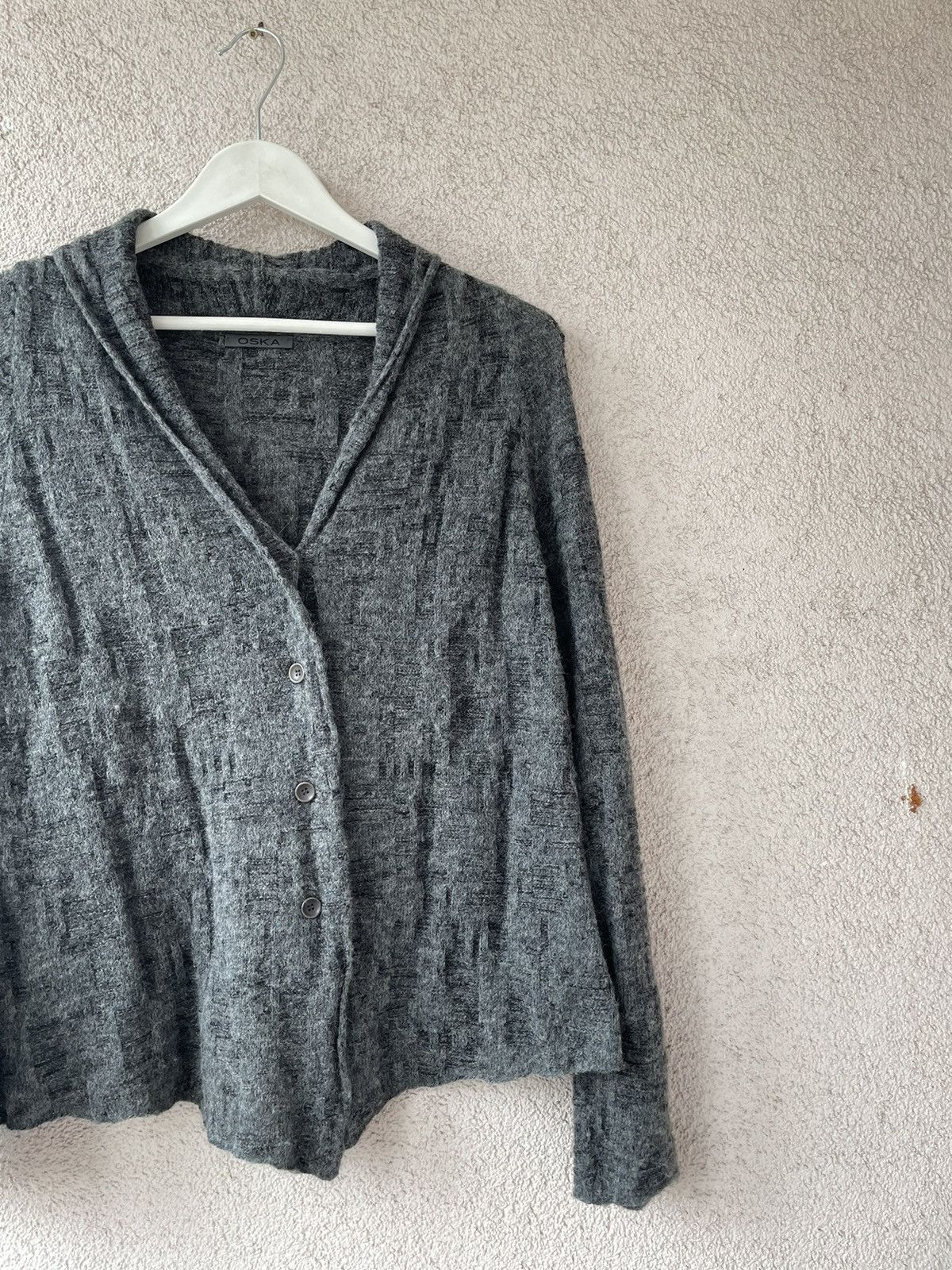 OSKA OSKA Grey Linen/Alpaca/Wool Soft Women Cardigan Size 1/S-M Size S / US 4 / IT 40 - 3 Thumbnail