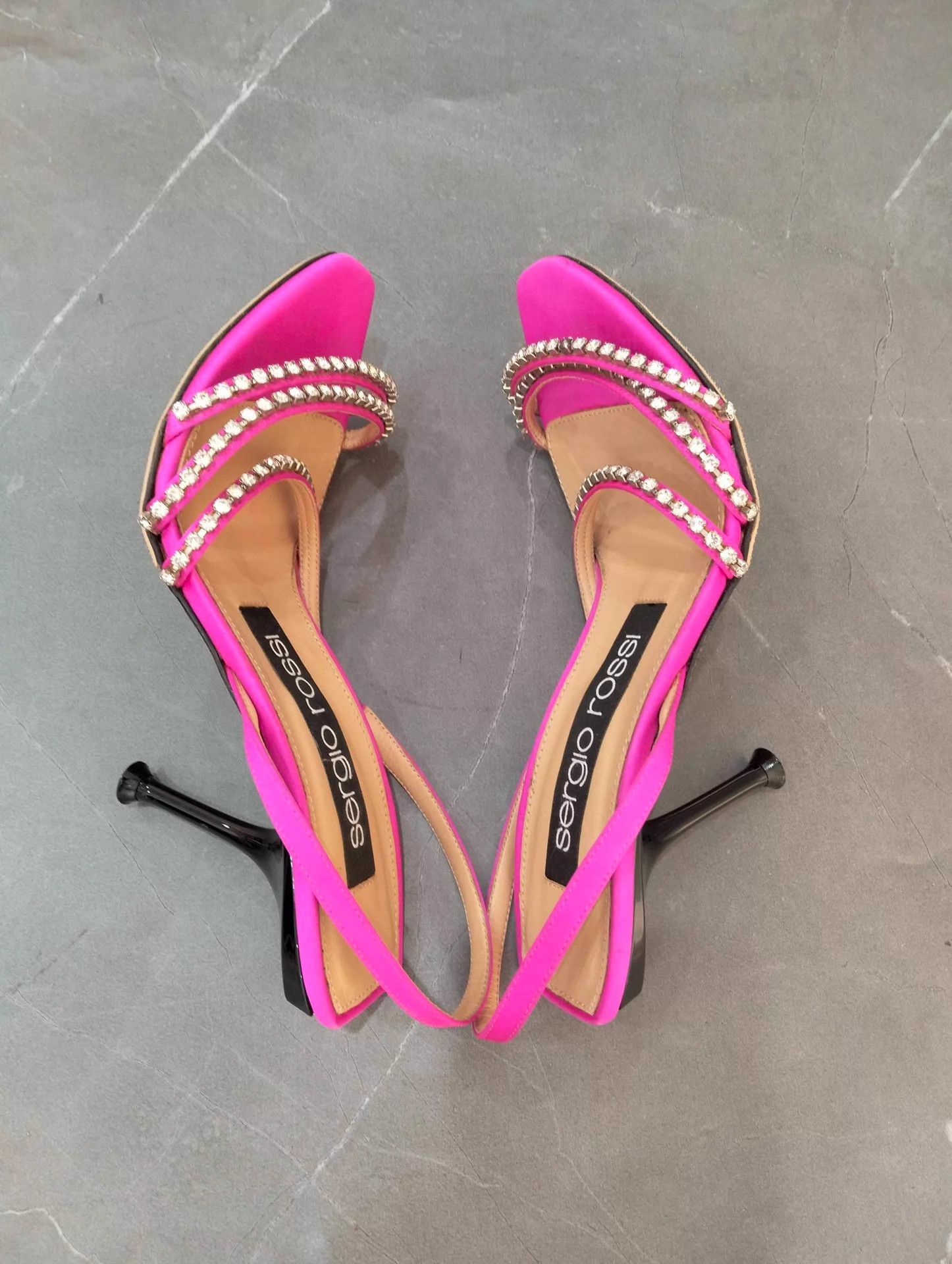 Sergio Rossi Sergio Rossi Magenta Crystal-Embellished Heeled Sandals 35 Size US 4.5 / IT 34.5 - 3 Thumbnail