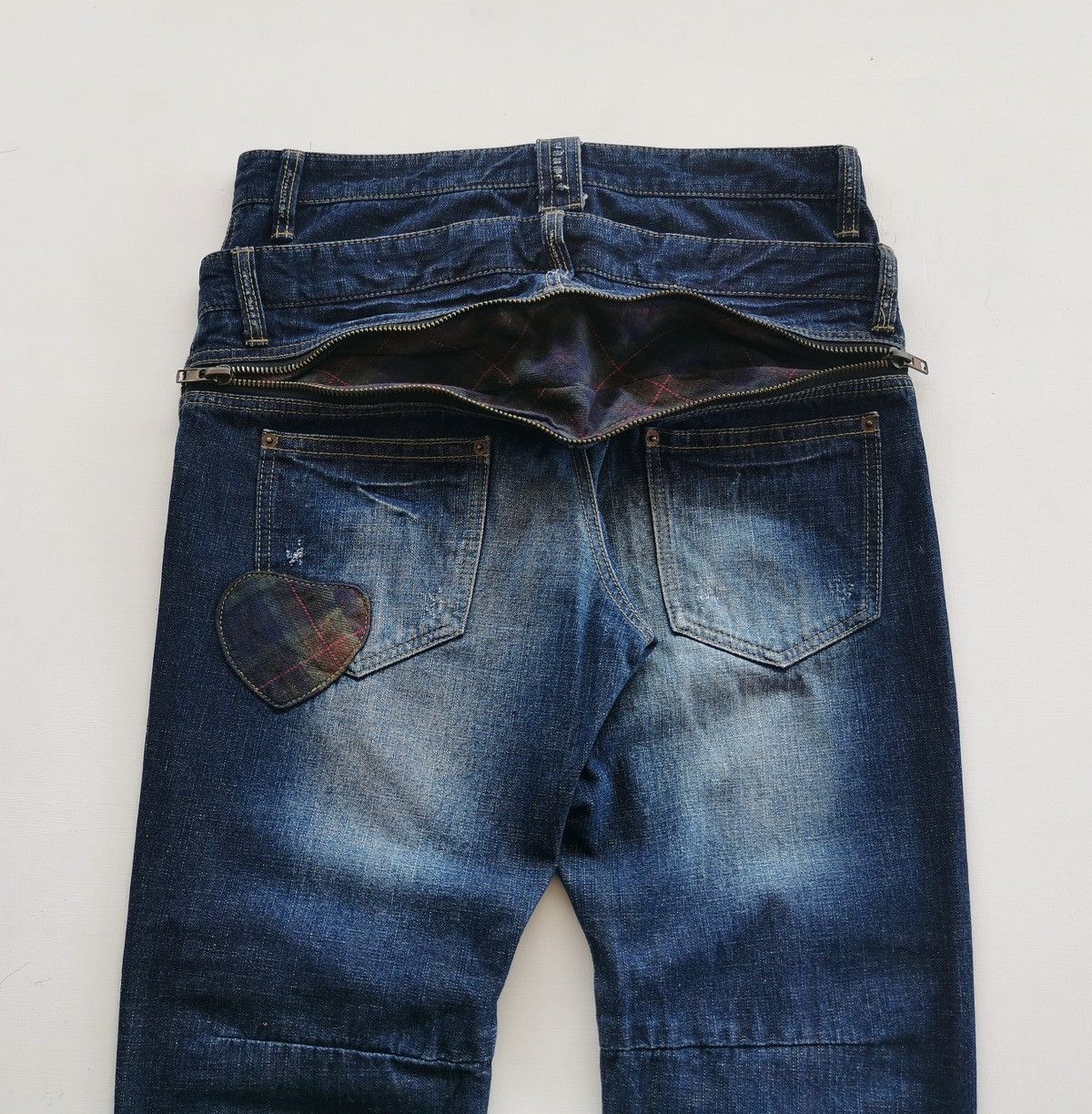 If Six Was Nine Stitch Graffito Double Waist Denim Jeans Size US 32 / EU 48 - 1 Thumbnail