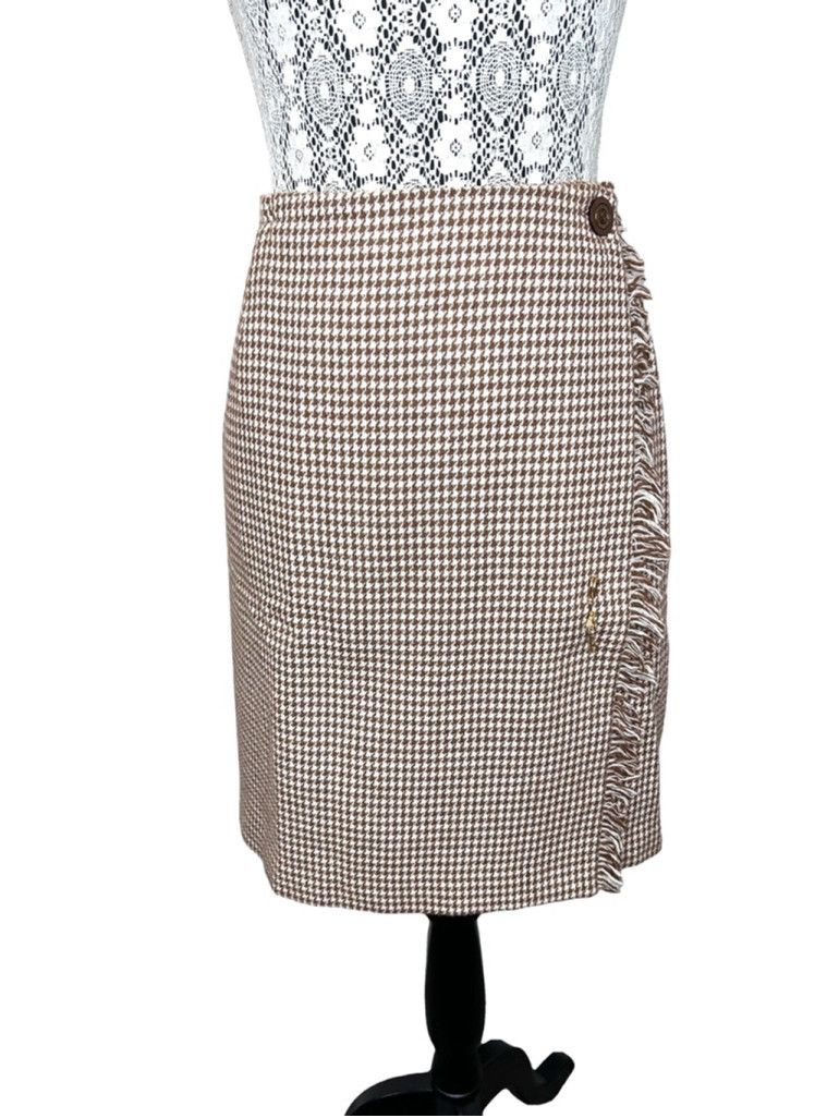 Other Vintage 80s above knee plaid, kilt Skirt, M, Brown and White Size 32" / US 10 / IT 46 - 1 Thumbnail