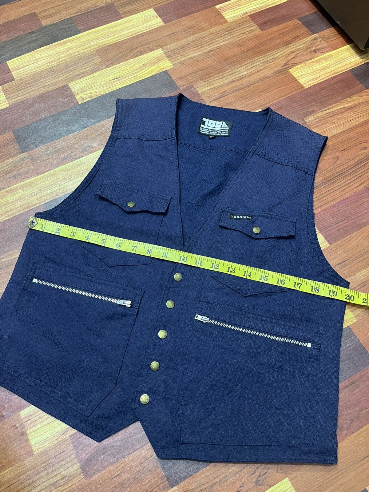 Japanese Brand Toraichi Japan Checkered Work Vest Utility Navy Size US M / EU 48-50 / 2 - 14 Thumbnail