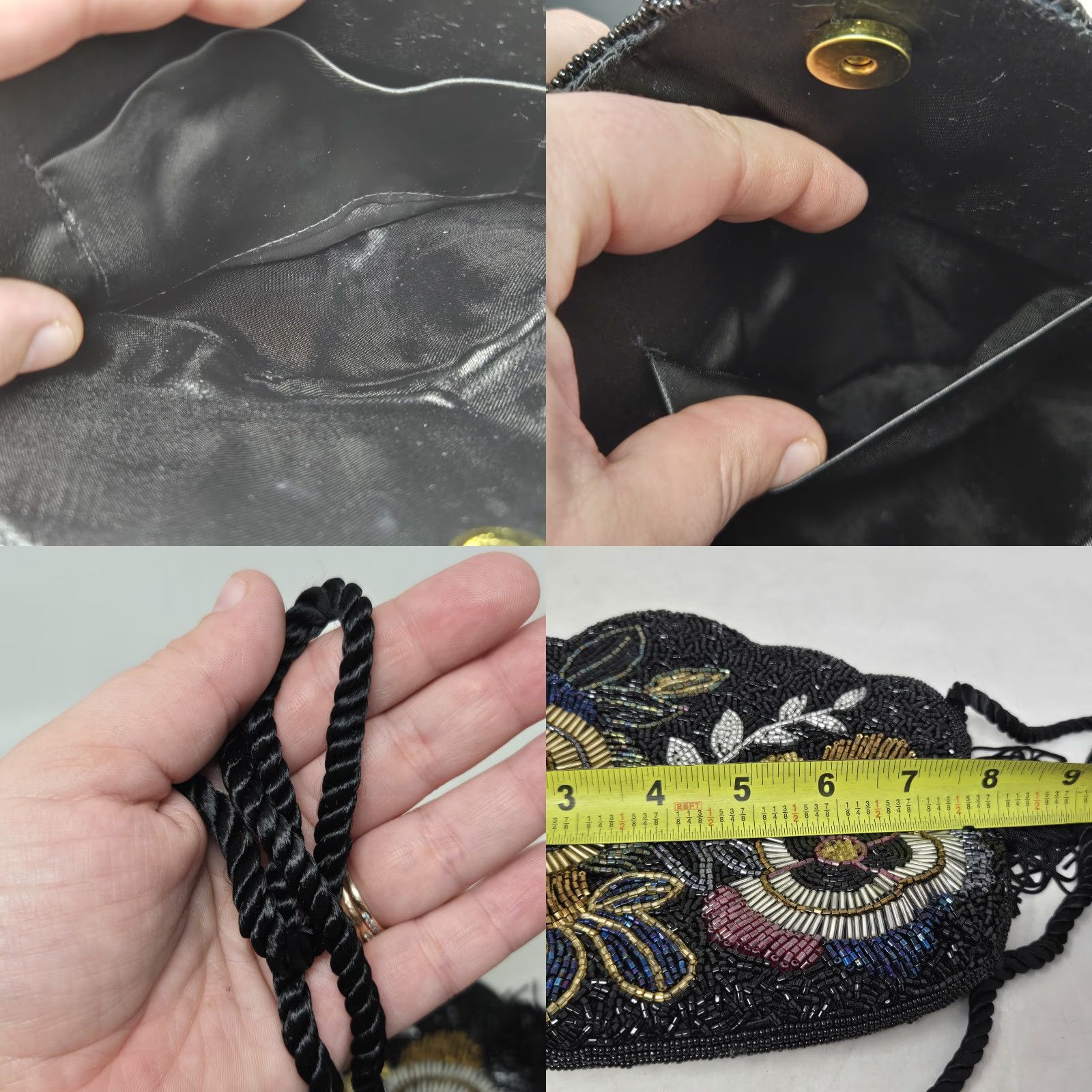 Vintage VINTAGE Floral Beaded Tassel Crossbody Purse Handbag Purse Women Beaded Tassel Crossbody Purse Handbag Floral Vintage 9x6.5 Size ONE SIZE - 8 Thumbnail