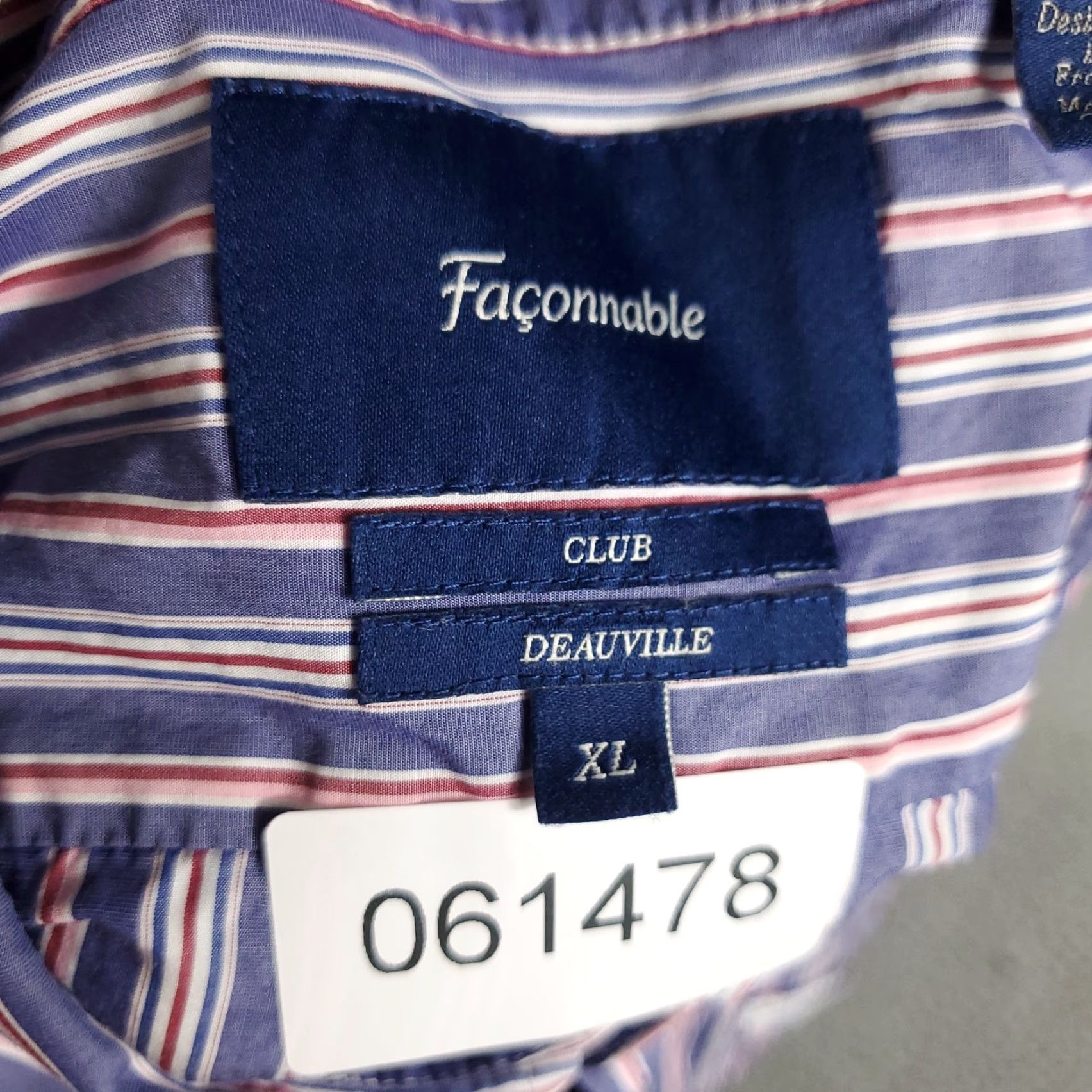 Faconnable Faconnable Shirt Mens XL Blue Red White Striped Button-Up Classic French Woven Size 46R - 7 Thumbnail