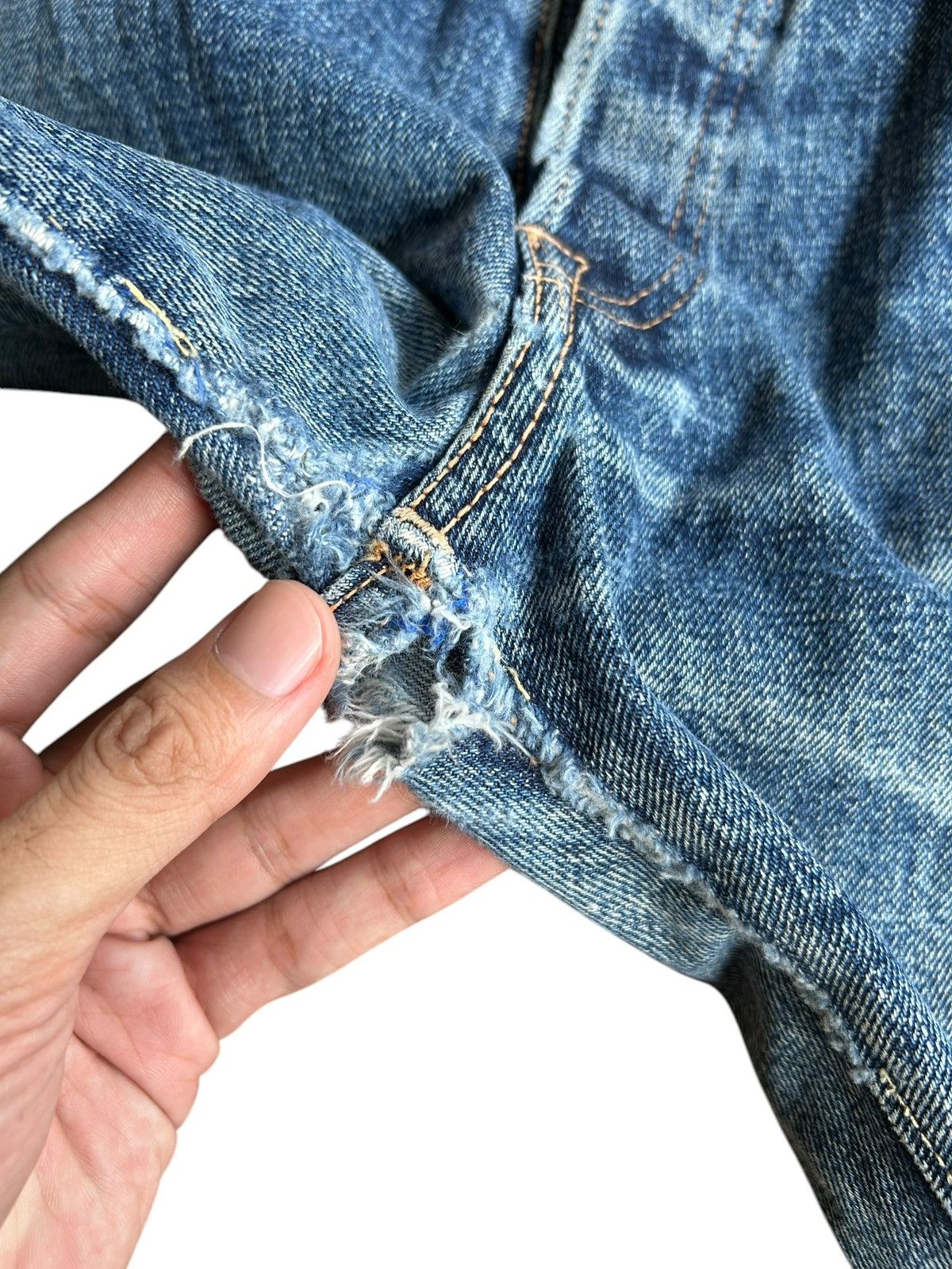 Japanese Brand × Kapital × Vintage Denime Selvedge Distressed Faded Denim Jeans Size US 32 / EU 48 - 14 Thumbnail