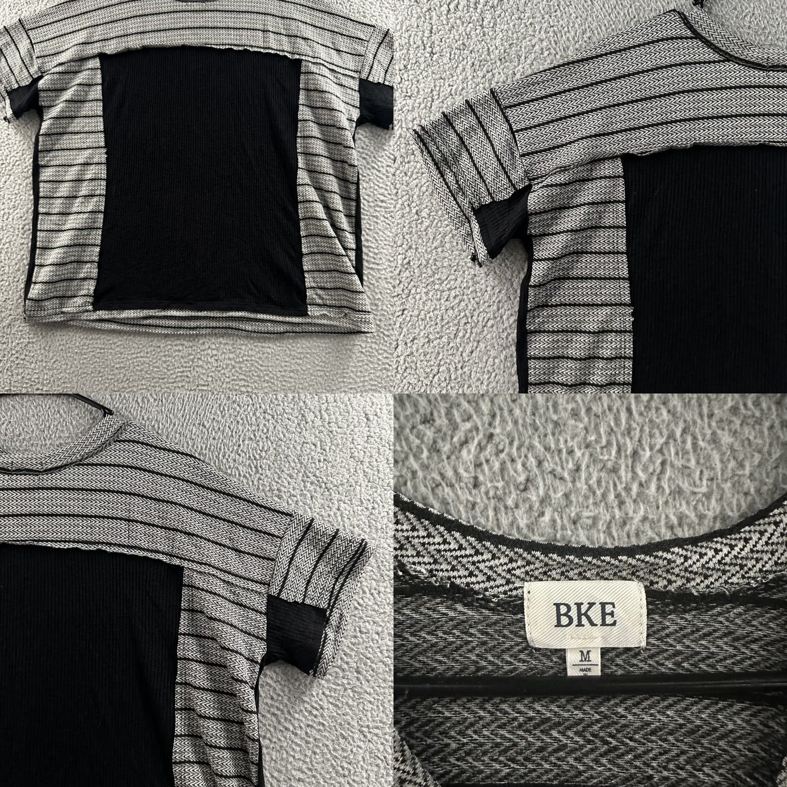 BKE BKE Womens Top Multicolor Short Sleeve V-Neck Rayon Blend Pieced Edge Top M Medium Size M / US 6-8 / IT 42-44 - 8 Thumbnail