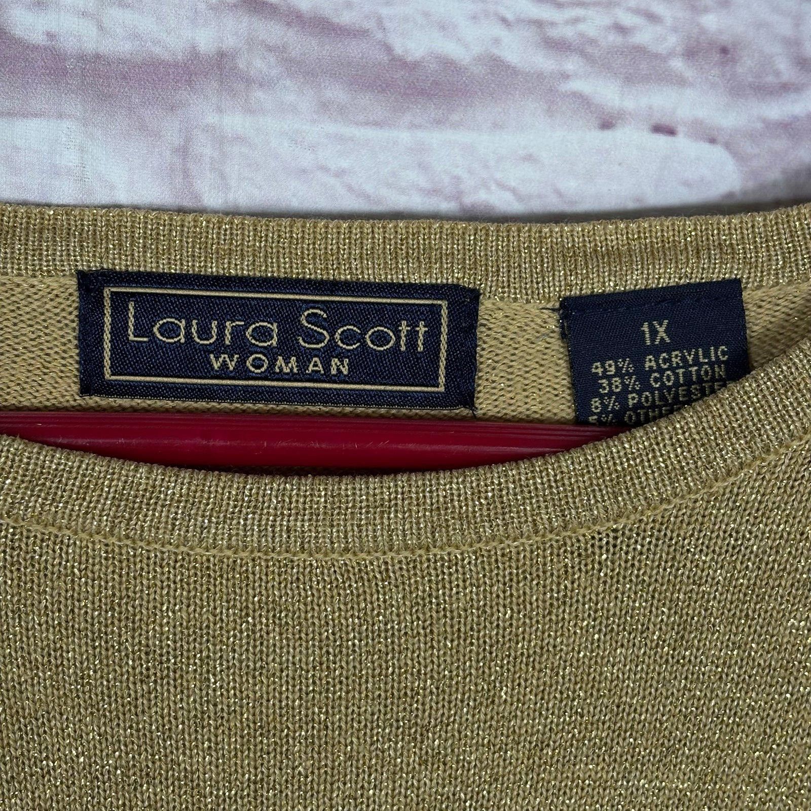 Other Laura Scott Women's Gold Shimmer Sweater - Size 1X Size XL / US 12-14 / IT 48-50 - 3 Thumbnail