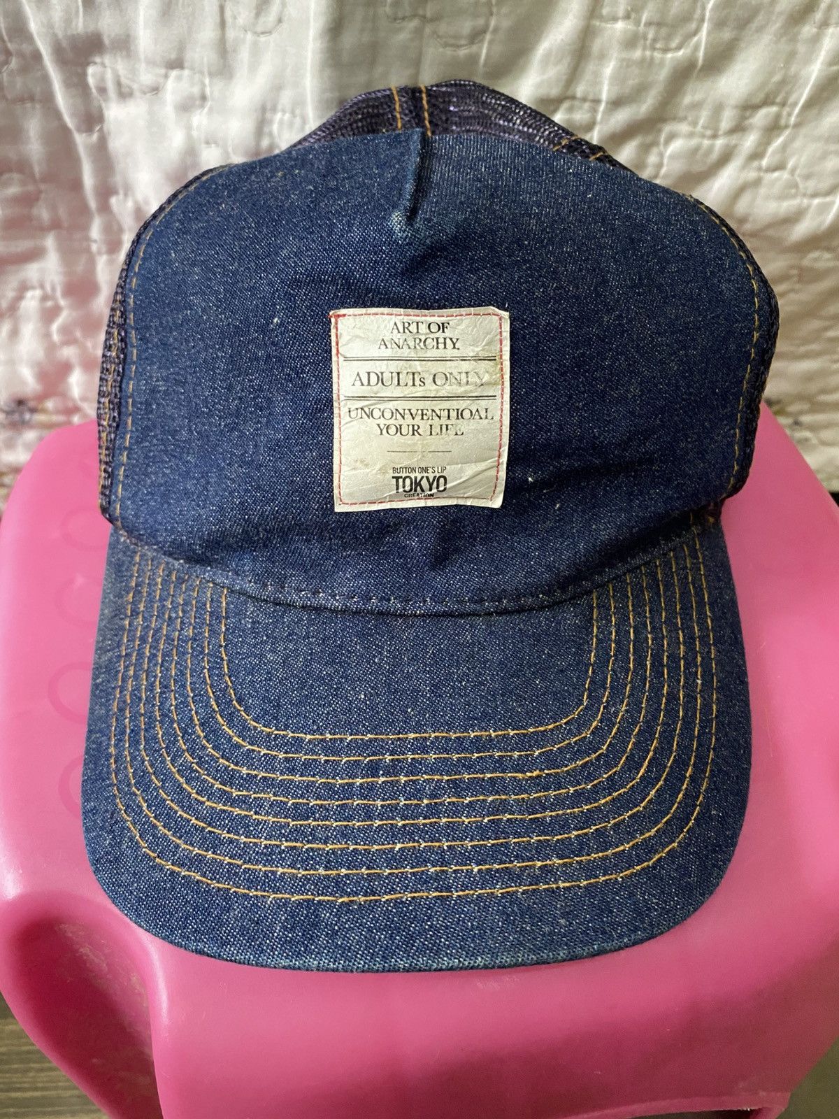 Japanese Brand Art Of Anarchy Denim Mesh Cap Size ONE SIZE - 1 Thumbnail
