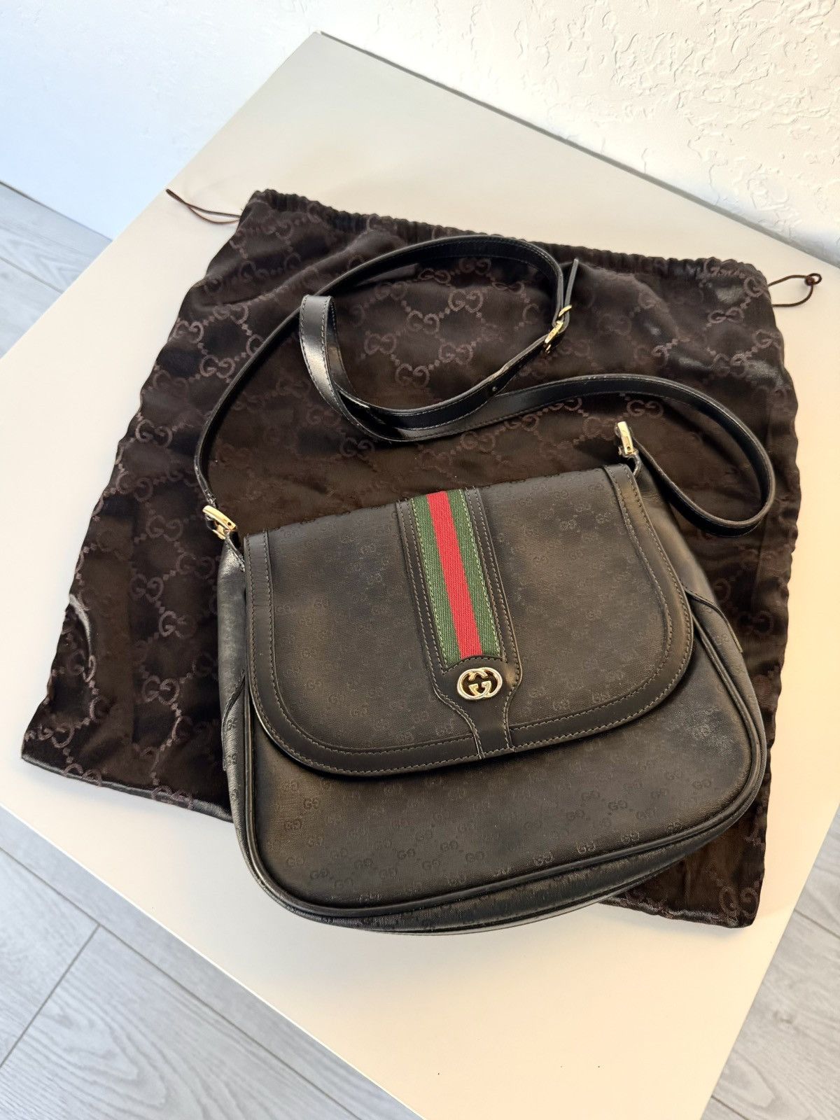 Gucci ★0% TAX★ GUCCI OPHIDIA MONOGRAM WEB SHERRY LINE BAG SUPREME Size ONE SIZE - 1 Thumbnail