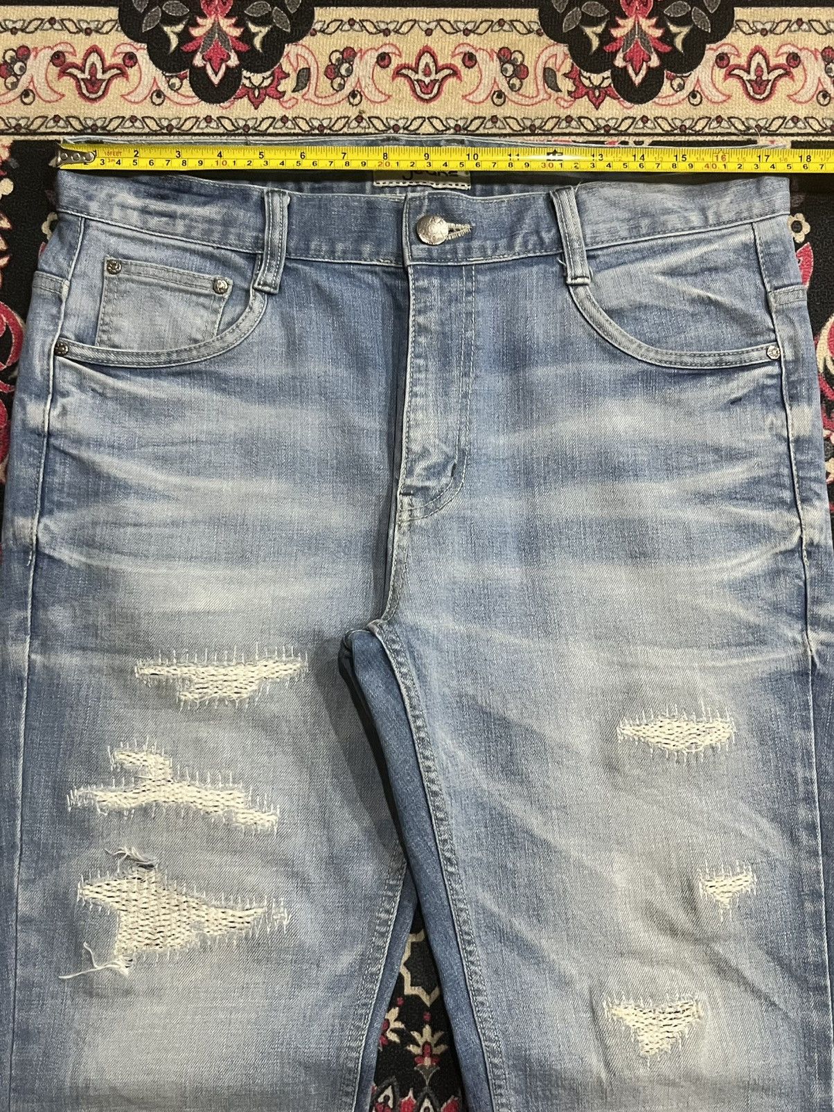 Japanese Brand Vintage Arix Jeans Blue Wash Sashiko Stitching Striaght Jean Size US 34 / EU 50 - 12 Thumbnail