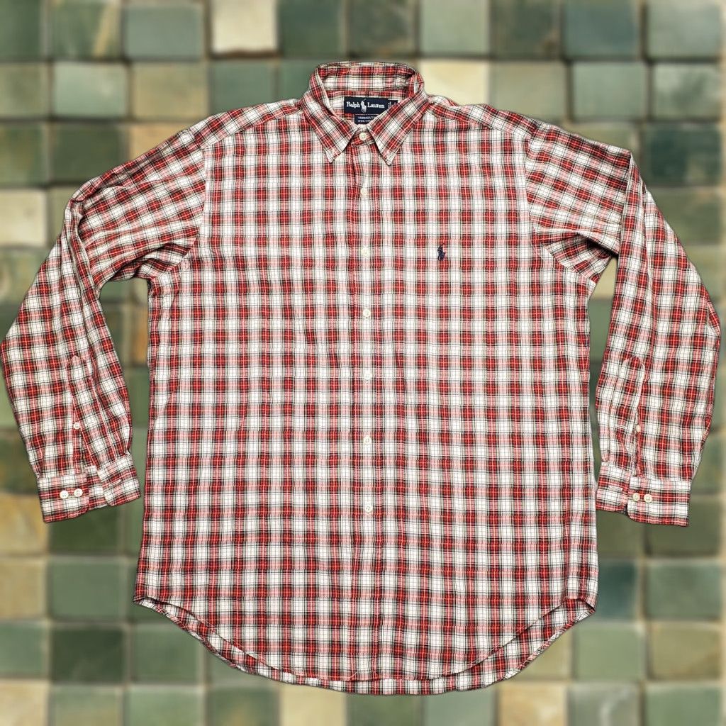 Polo Ralph Lauren VTG Ralph Lauren Shirt Mens 16 Red Plaid Yarmouth 100% Cotton Long Sleeve Button Up Shirt Mens Red Plaid Size US S / EU 44-46 / 1 - 1 Thumbnail