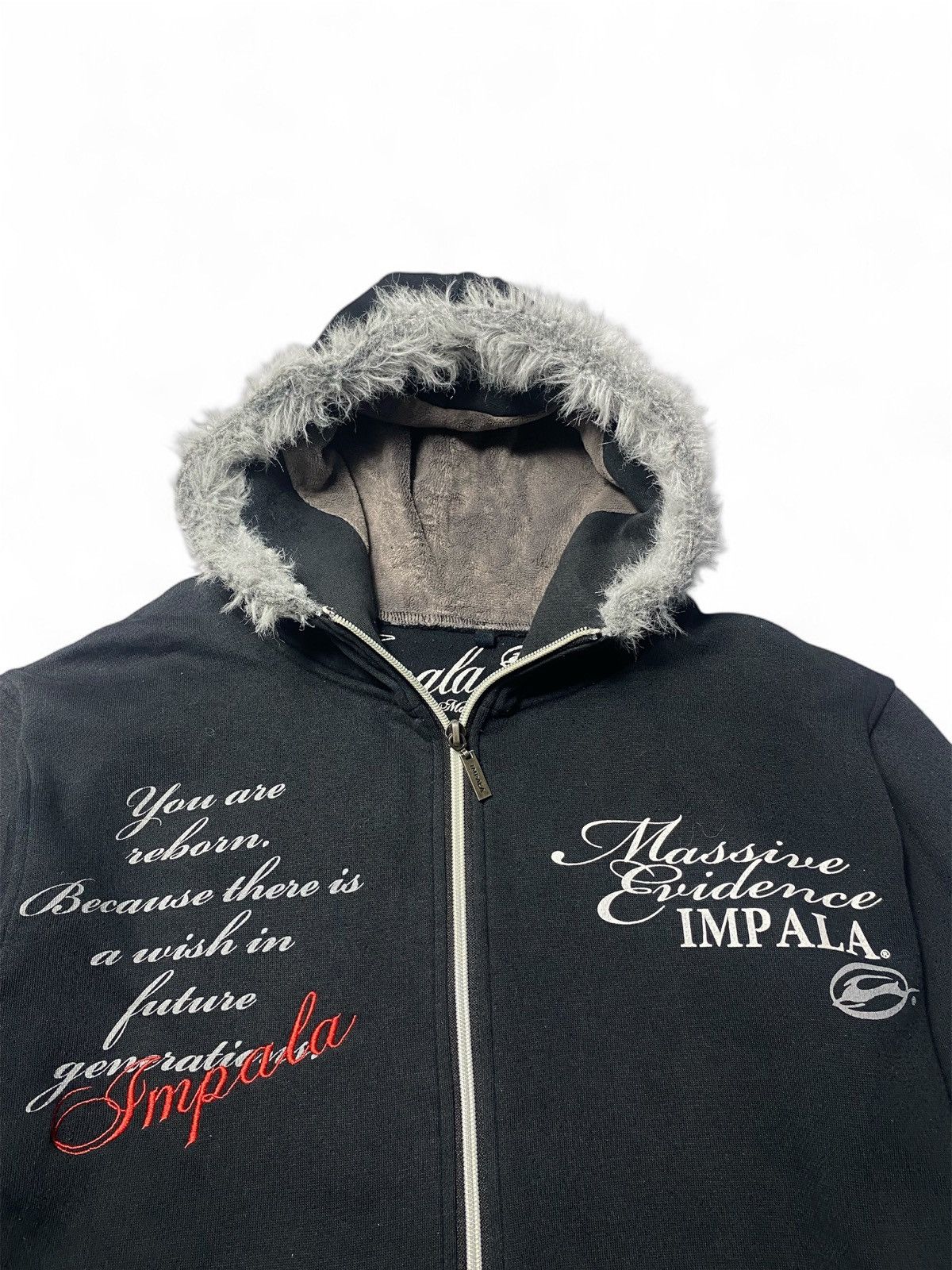 If Six Was Nine Y2K Impala Poem Fur Zip Hoodie Size US L / EU 52-54 / 3 - 3 Thumbnail