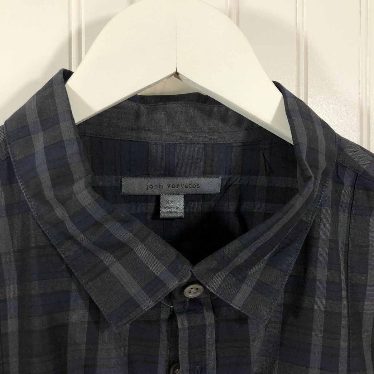 John Varvatos John Varvatos Plaid Slim Dress Shirt Grey XXL Size US XXL / EU 58 / 5 - 8 Thumbnail