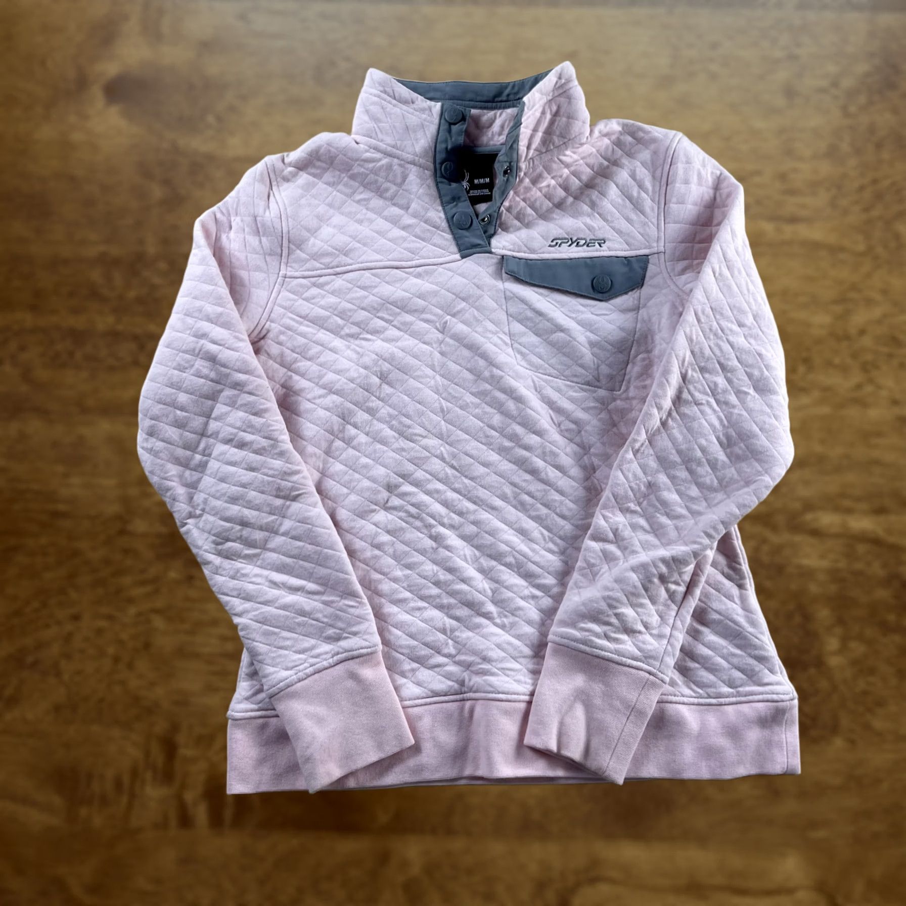 Spyder Spyder Pullover Womens M Pink Quilted High Neck Snap Logo Pockets Fleece Size M / US 6-8 / IT 42-44 - 1 Thumbnail