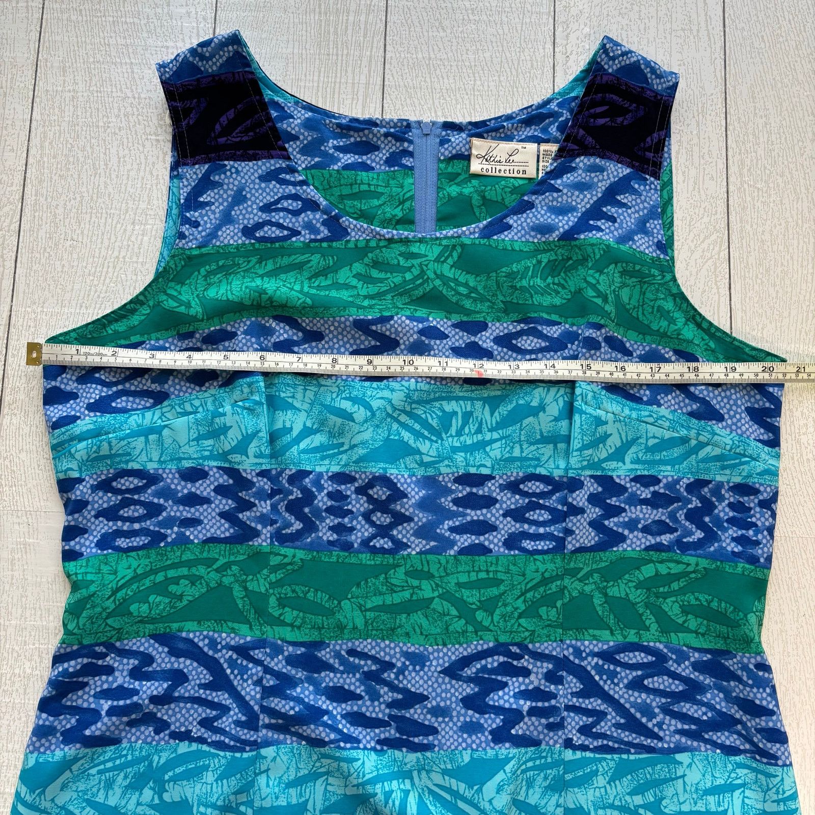 Other Kathie Lee Collection Blue Green Tropical Shift Dress 16 Size XXL / US 16-18 / IT 52-54 - 6 Thumbnail