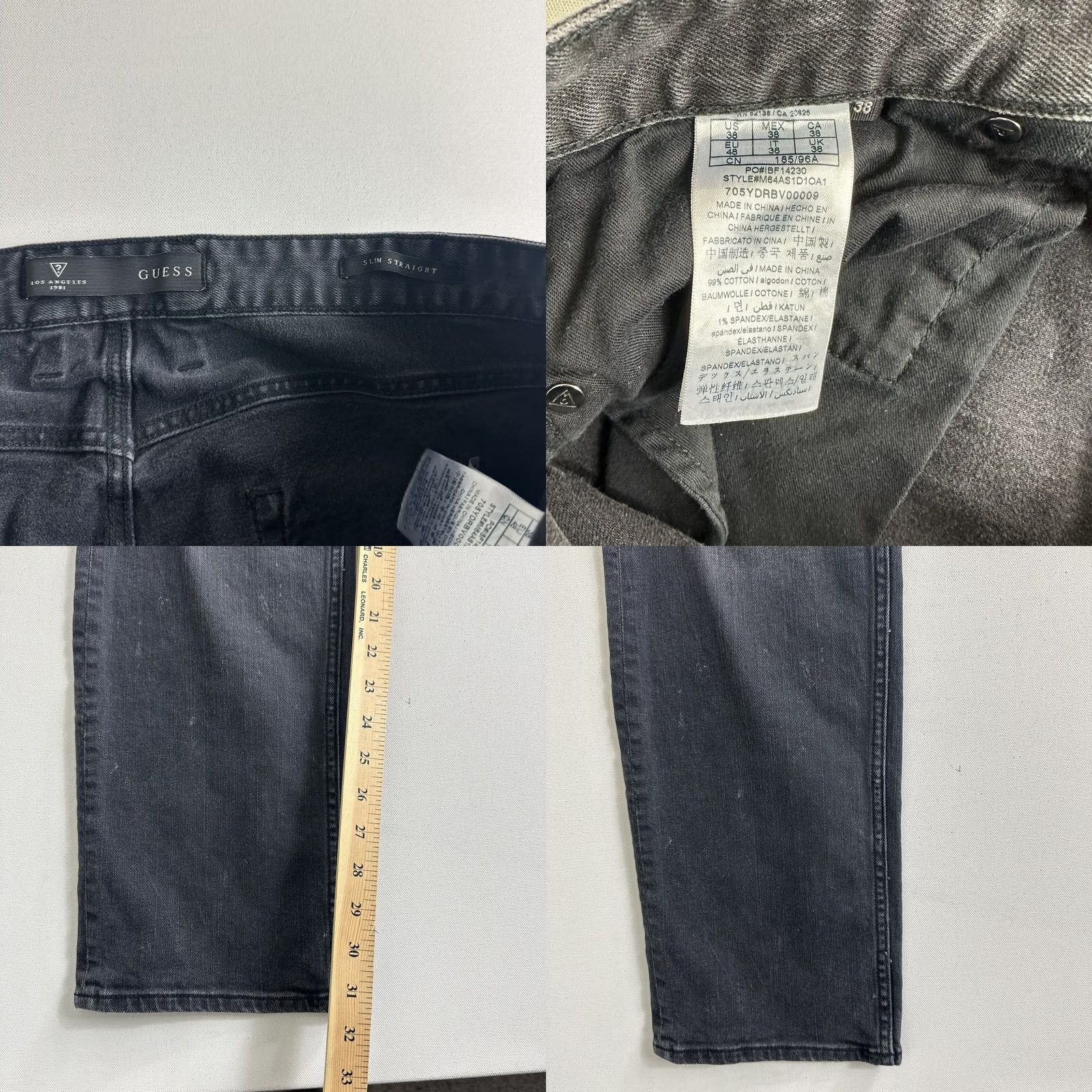 Guess VINTAGE Guess Jeans Slim Straight Men's 38x31 Faded Black Distressed Jeans Distressed Black 90s Hip Hop Streetwear Y2K Mens Size US 38 / EU 54 - 8 Thumbnail