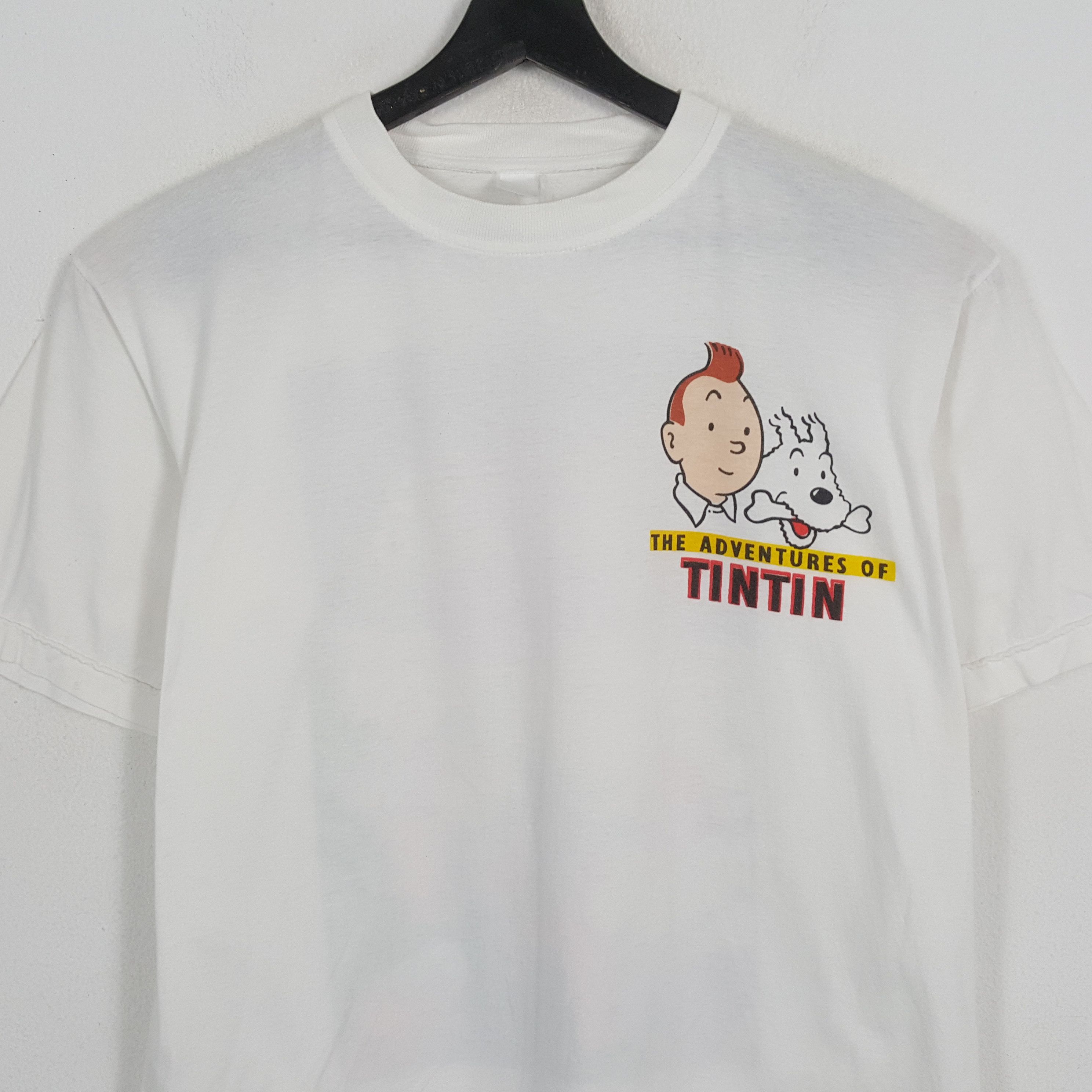 Vintage THE ADVENTURE OF TINTIN Cartoon Back Print Design Tshirt Size US L / EU 52-54 / 3 - 4 Thumbnail