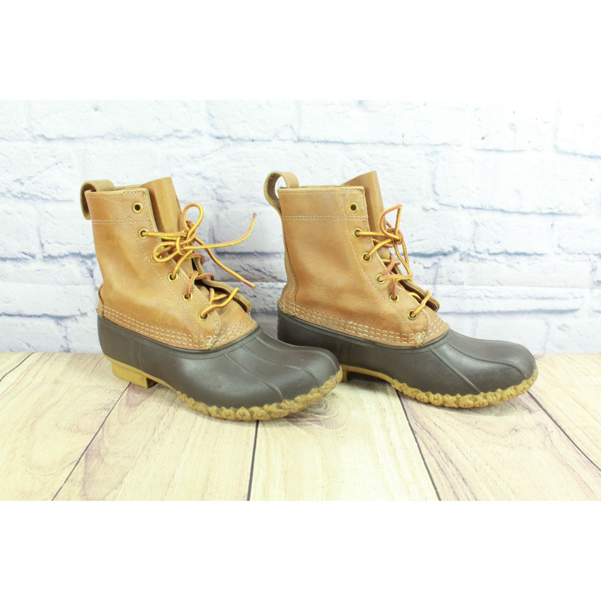Leather LL Bean Women's Leather Lace Up Insulated Ankle Duck Boots Size US 6 / IT 36 - 3 Thumbnail