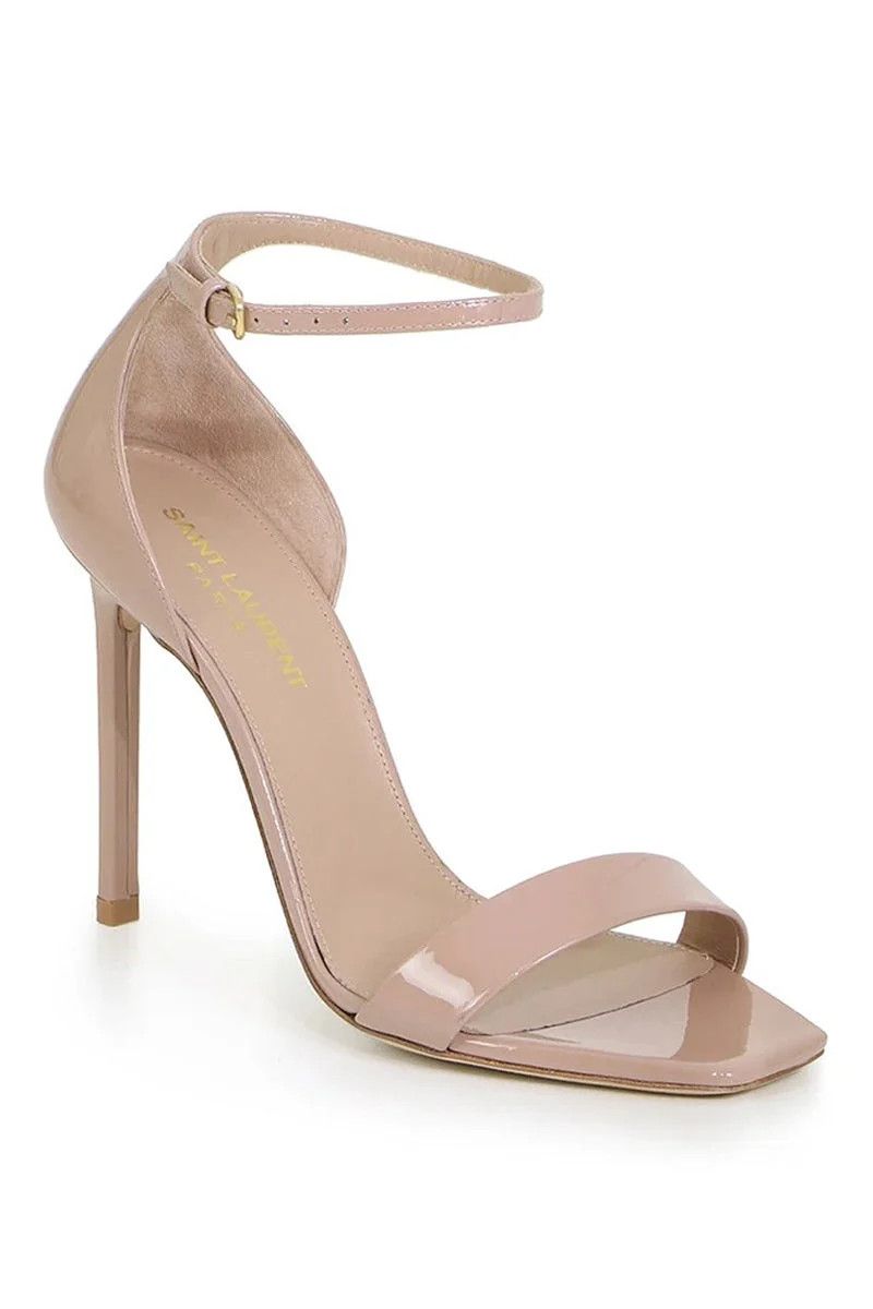 Image of Saint Laurent Paris Oc11Z10524 Amber Sandals In Patent Leather In Beige, Women's (Size 6)