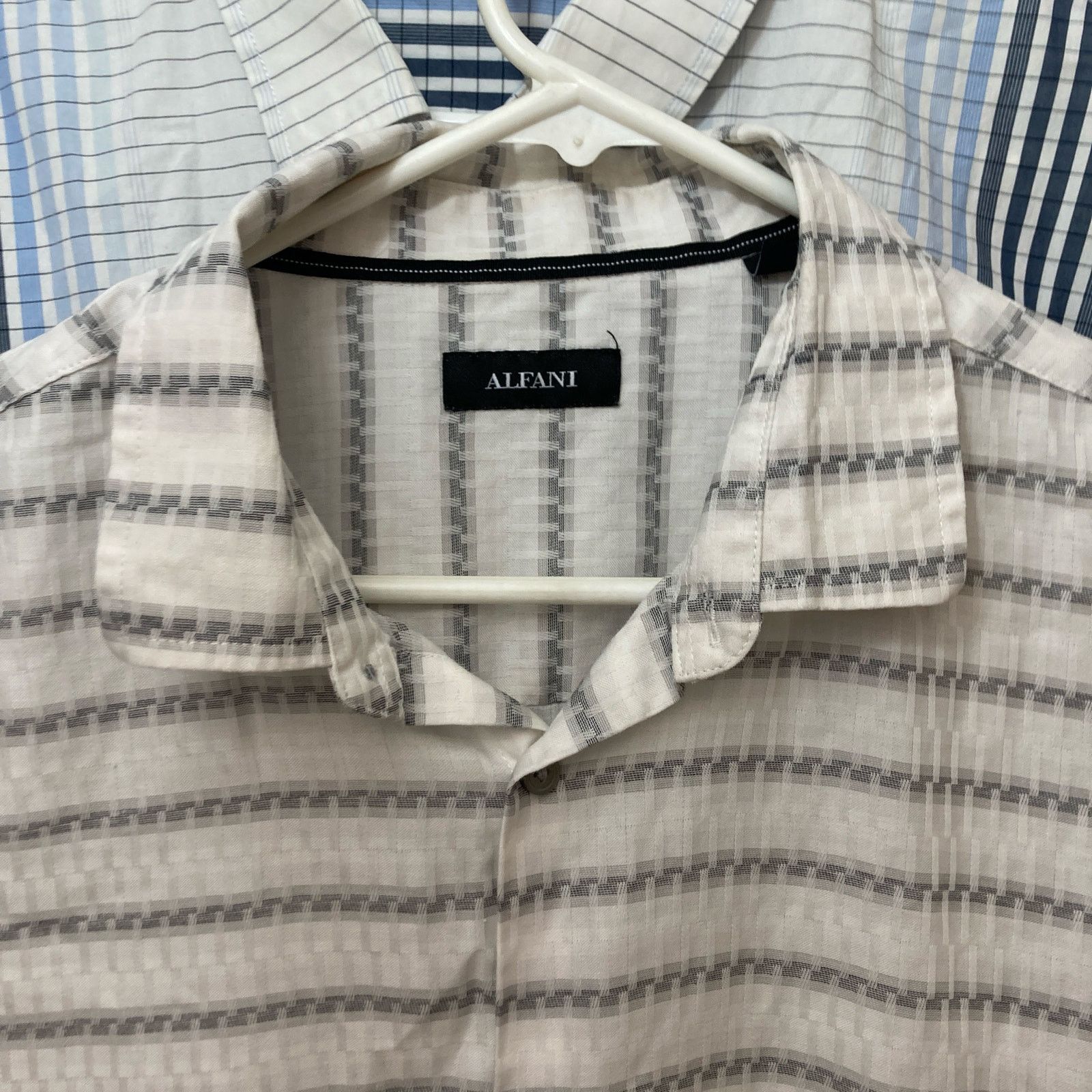 Alfani Alfani Men’s Striped Plaid Button Up Short Sleeve Shirt Size US XL / EU 56 / 4 - 6 Thumbnail