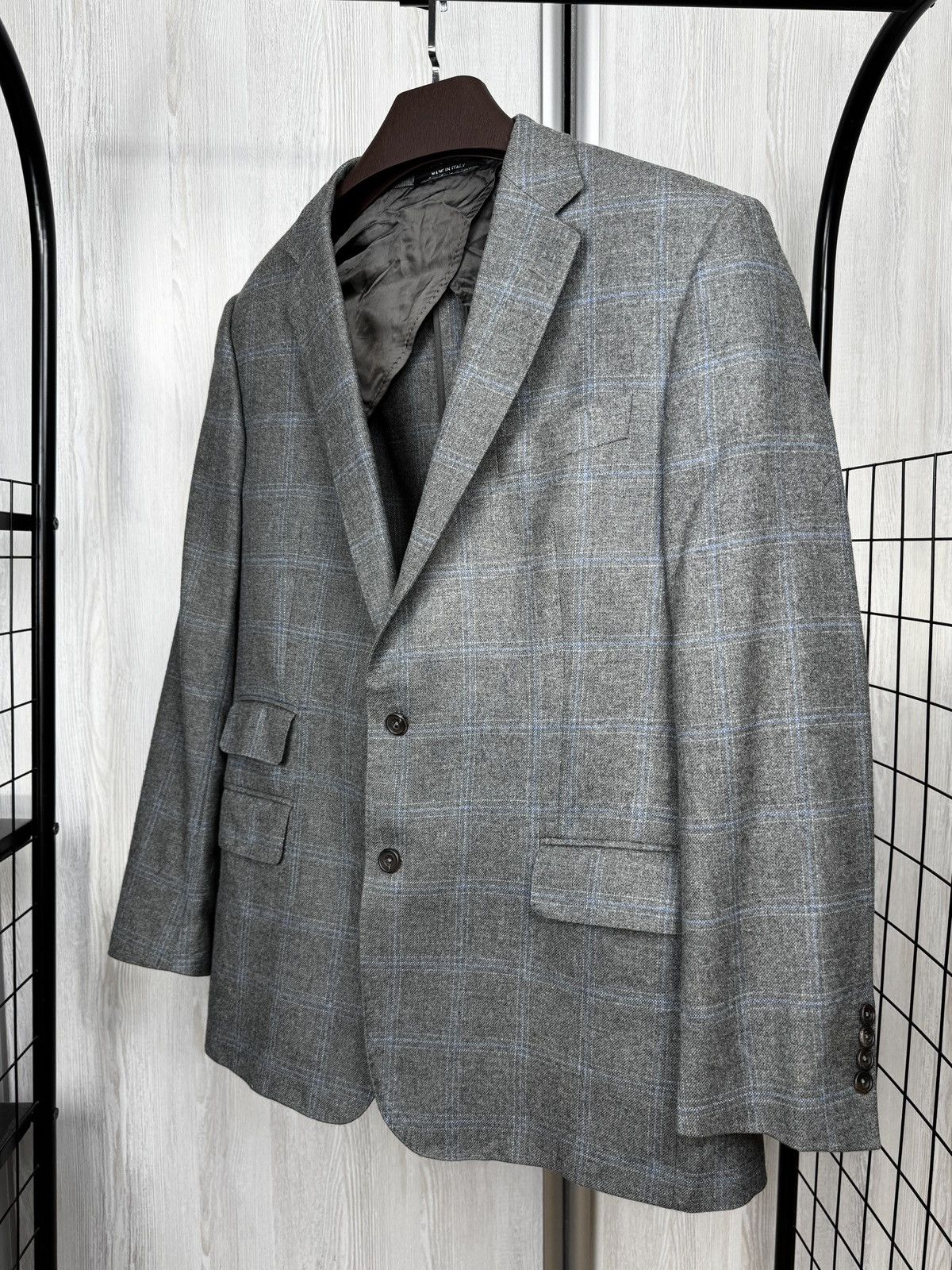 Chester Barrie Chester Barrie Wool cashmere grey checkered unlined blazer Size 44R - 6 Thumbnail