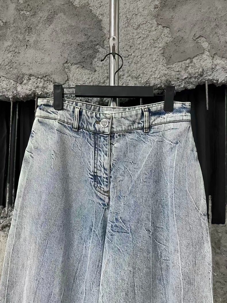 Chanel Chanel Leather brand pleated wide-leg jeans on the back Size 25" / US 0 / IT 36 - 3 Thumbnail