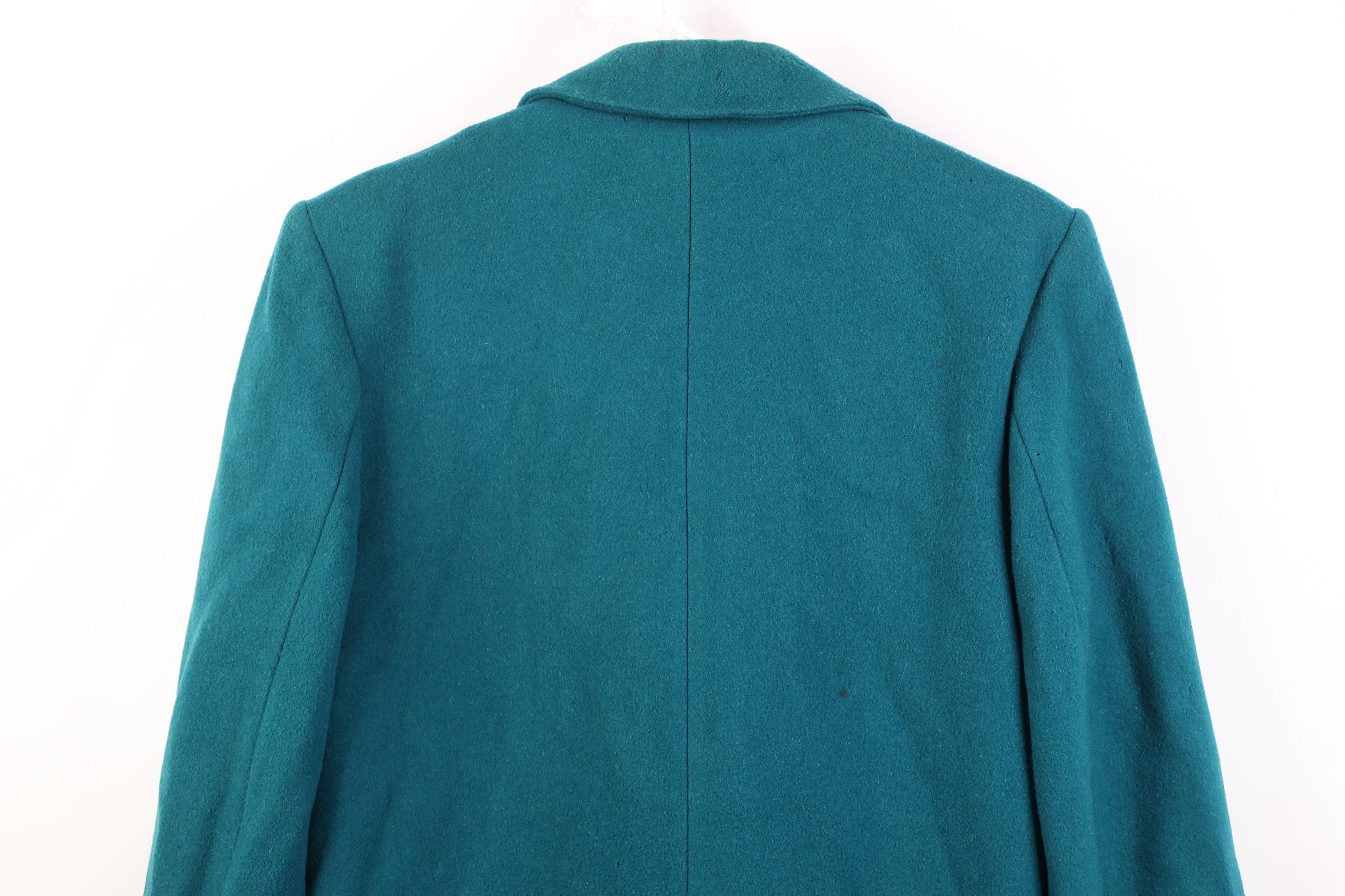 Vintage Vintage 90s Streetwear Heavy Pure Wool Overcoat Jacket Teal Size XXL / US 16-18 / IT 52-54 - 13 Thumbnail