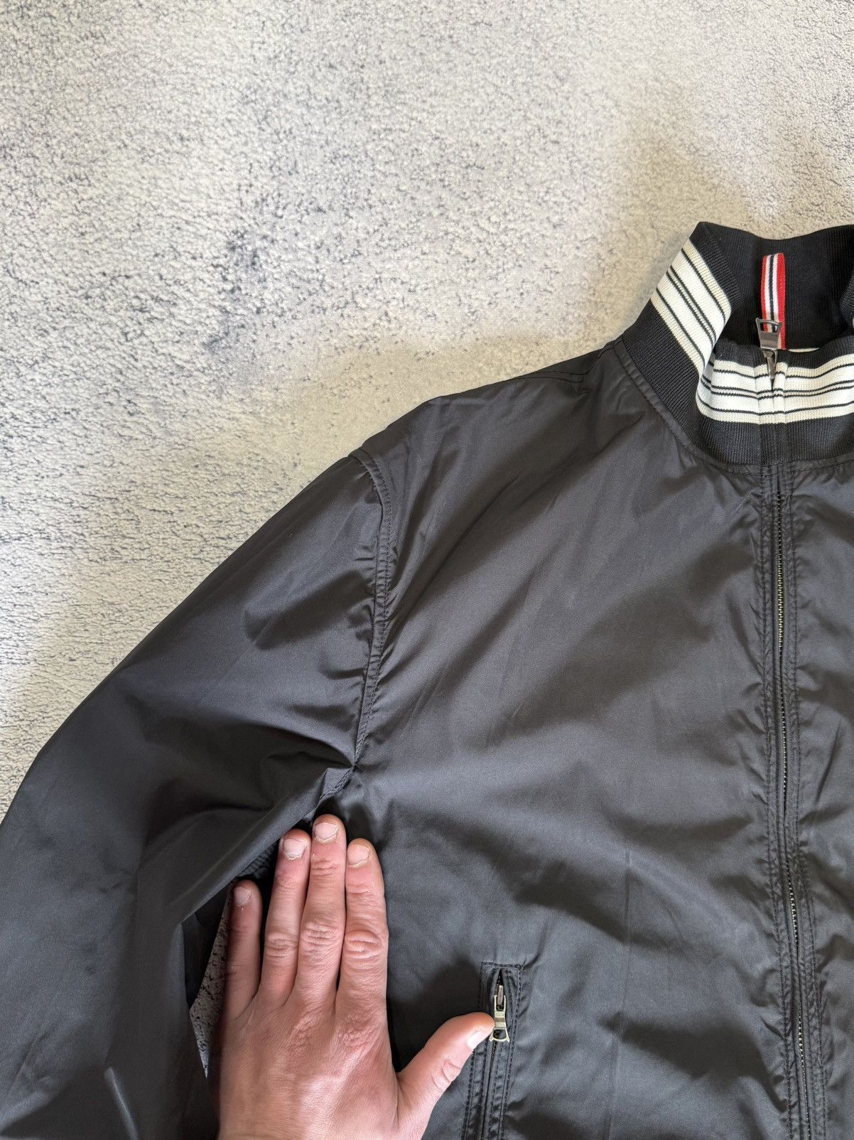 J.Lindeberg J Lindeberg Bomber Jacket Black Nylon Striped Trim Men M Size US M / EU 48-50 / 2 - 17 Thumbnail