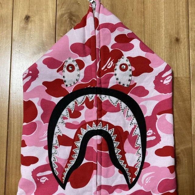 Bape BAPE ABC Camo Pink Crystal Stone Shark Full Zip Hoodie APE Size US XXL / EU 58 / 5 - 3 Thumbnail