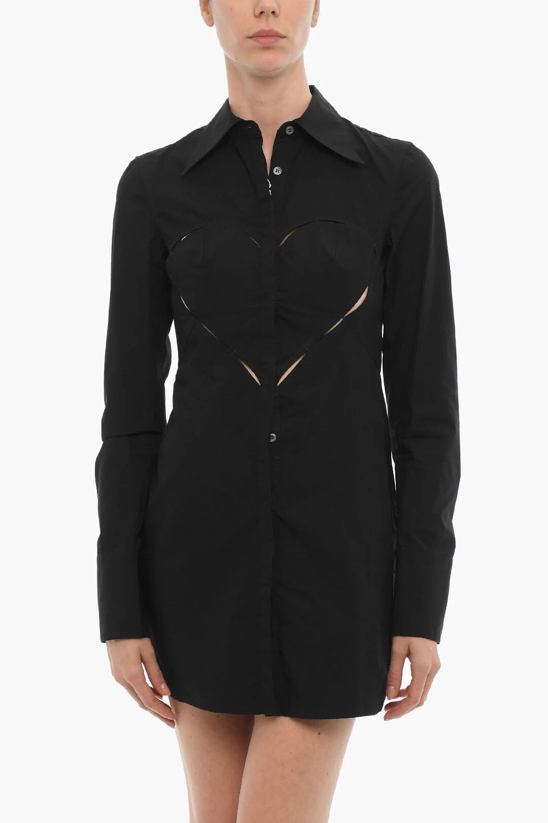 Ambush Design og1mm0426 Solid-Color Shirt Dress in Black Size M / US 6-8 / IT 42-44 - 4 Thumbnail