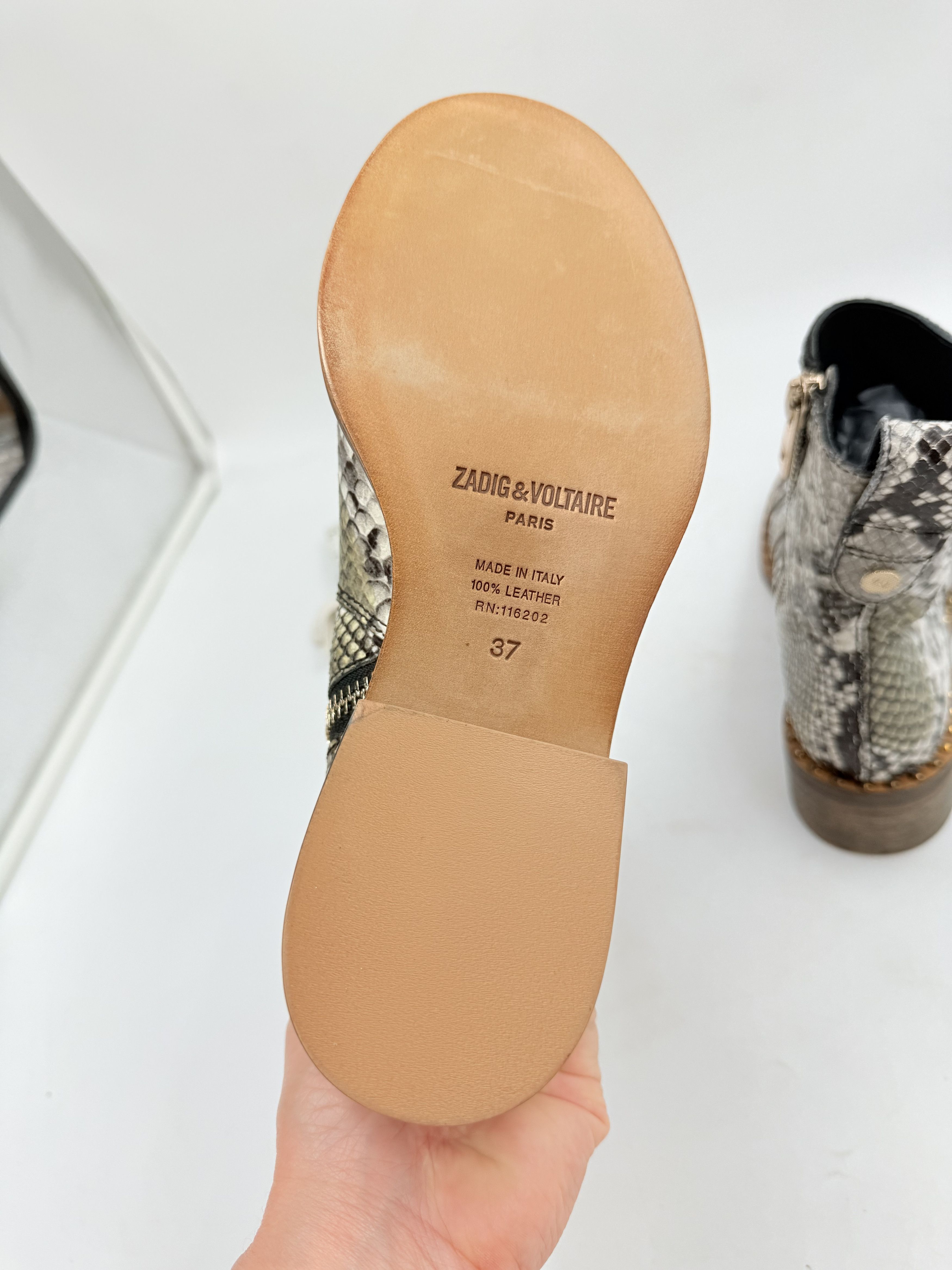 Zadig & Voltaire Zadig & Voltaire Snake Print Leather Ankle Boots Size US 4.5 / IT 34.5 - 9 Thumbnail