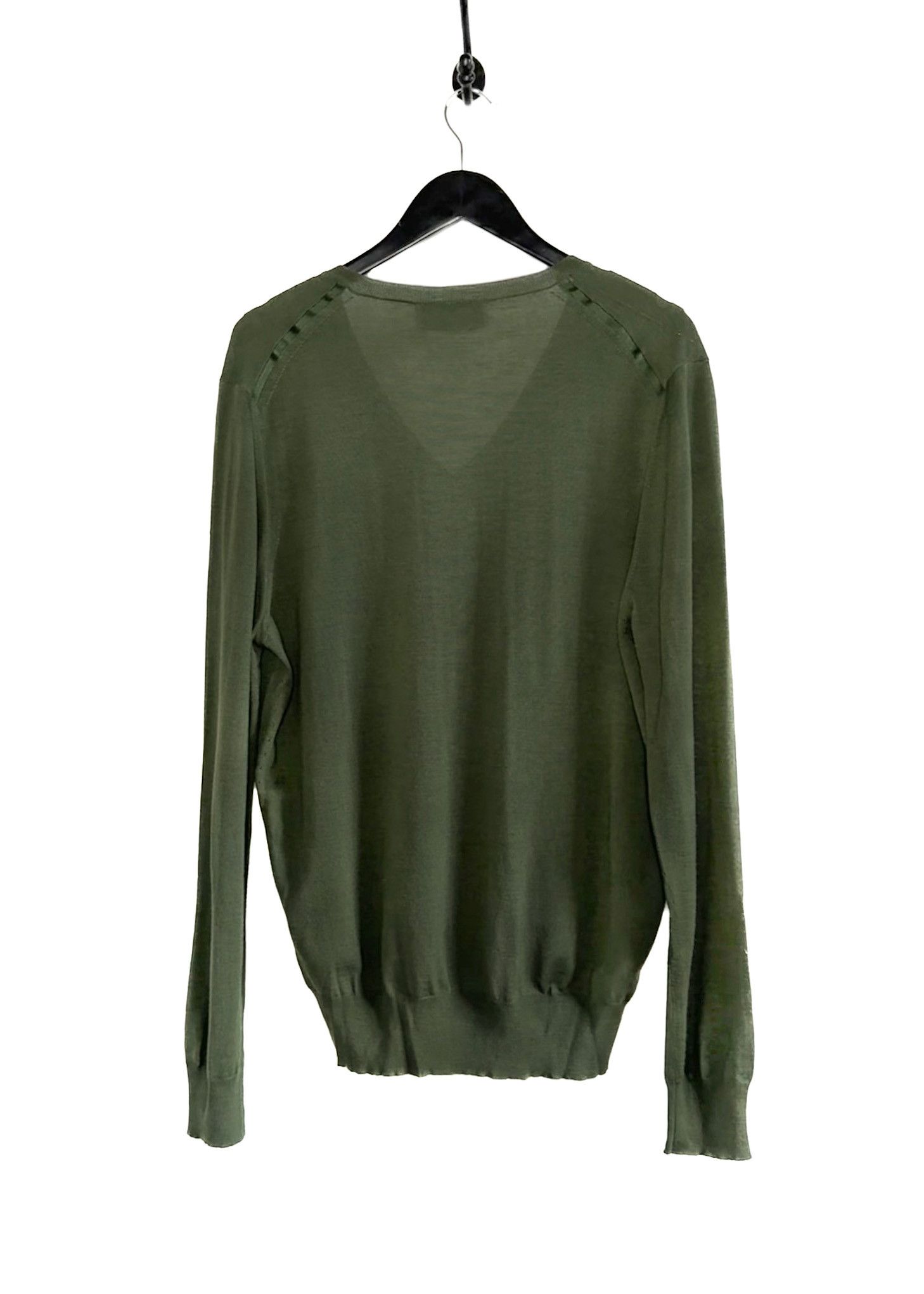 Yves Saint Laurent Yves Saint Laurent Green Wool V-neck Sweater Size US XL / EU 56 / 4 - 3 Thumbnail