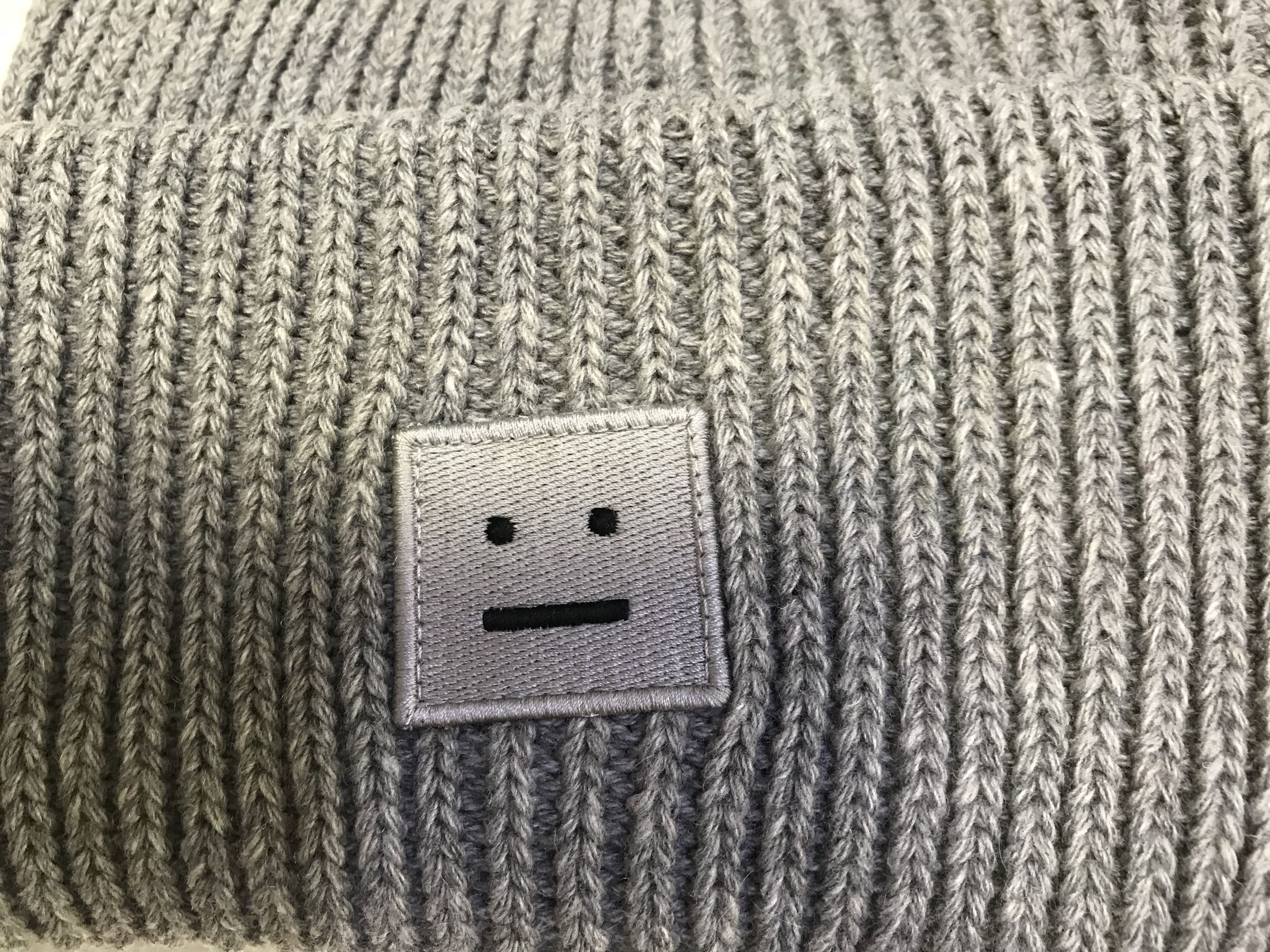 Acne Studios Acne Studios New Grey Melange Large Face Logo Beanie Size ONE SIZE - 6 Thumbnail