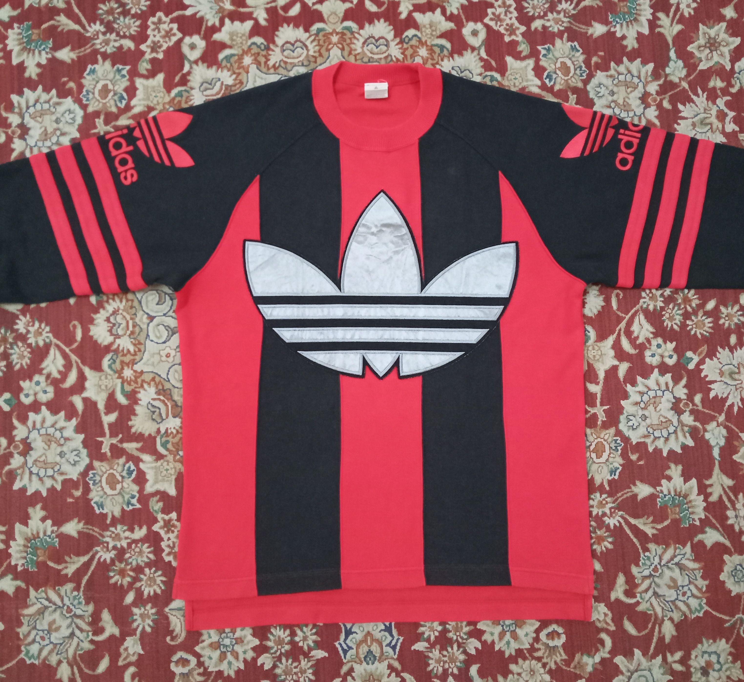 Adidas × Descente Vintage Adidas Big Center Logo Rare Design L/s T 