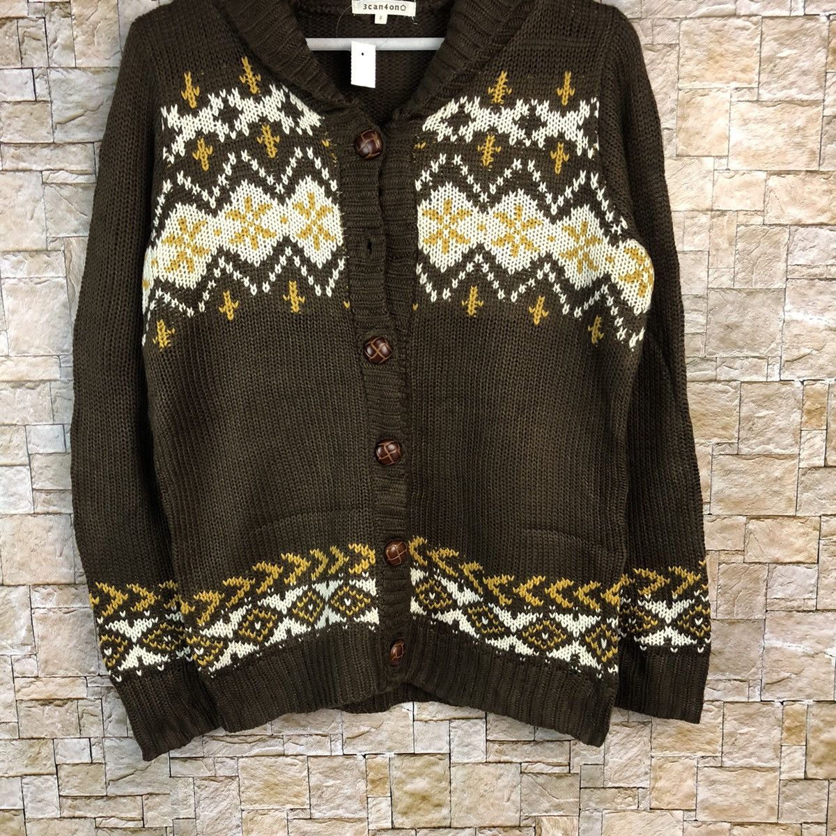 Japanese Brand 3 Can 4 on Brown Cardigan Knitwear #A863 Size US M / EU 48-50 / 2 - 3 Thumbnail